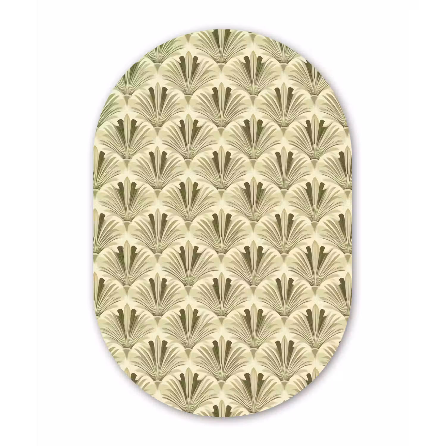 Klassiek - Waaier - Groen Wandcirkel Ovaal Aluminium middel 839 -3d