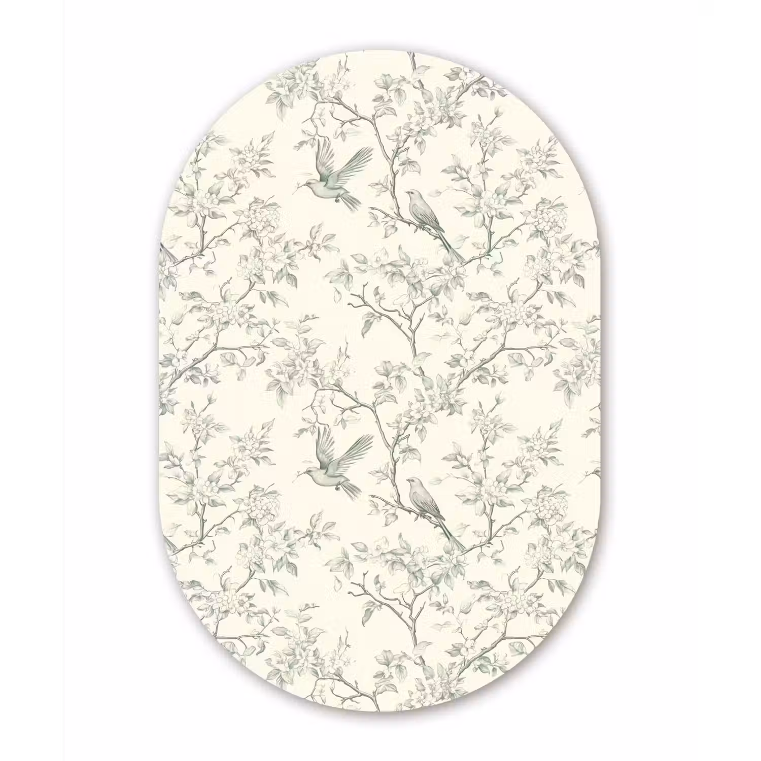 Klassiek - Vogels - Groen Wandcirkel Ovaal Aluminium middel 839 -3d