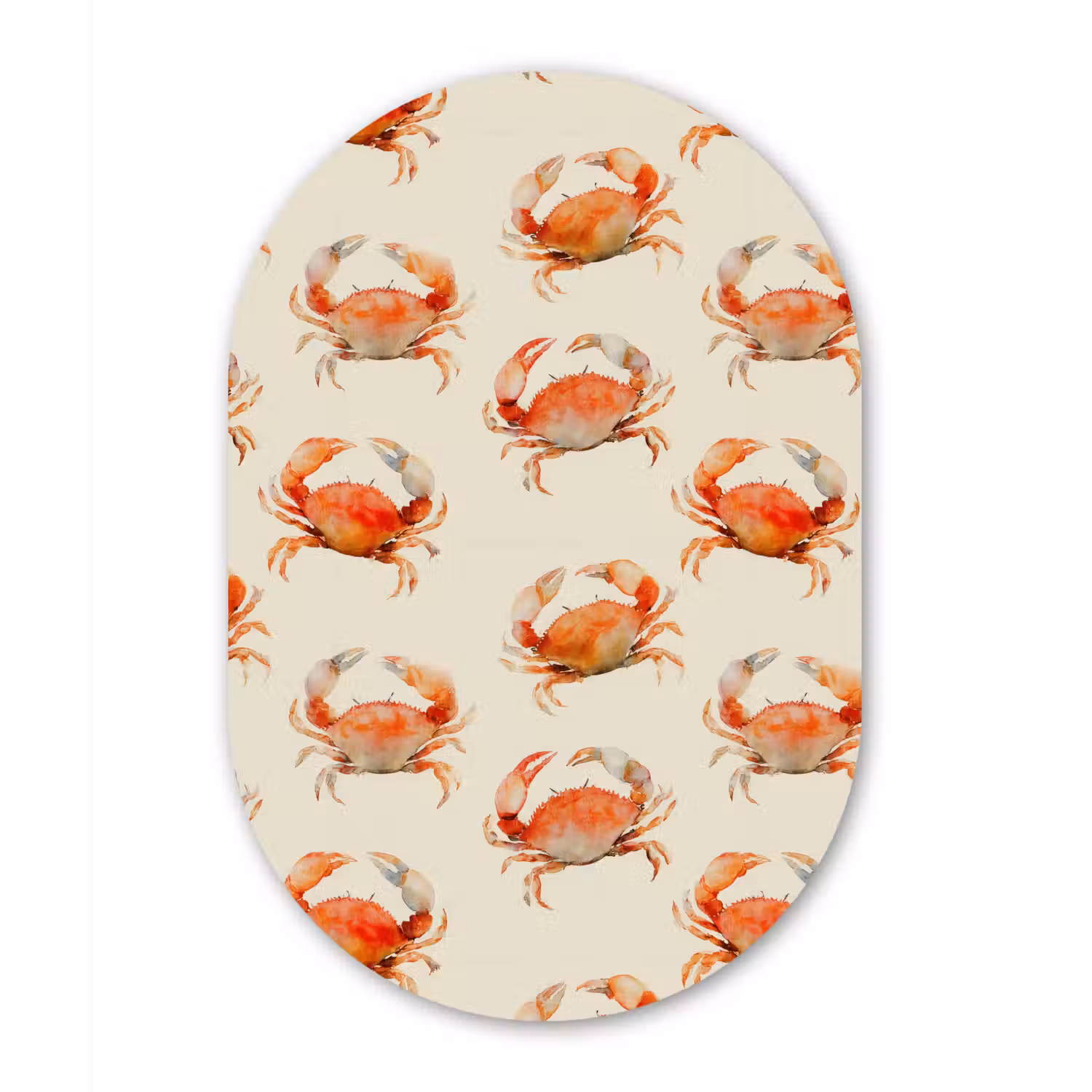 Krabben - Patroon - Oranje Wandcirkel Ovaal Aluminium middel 839 -3d