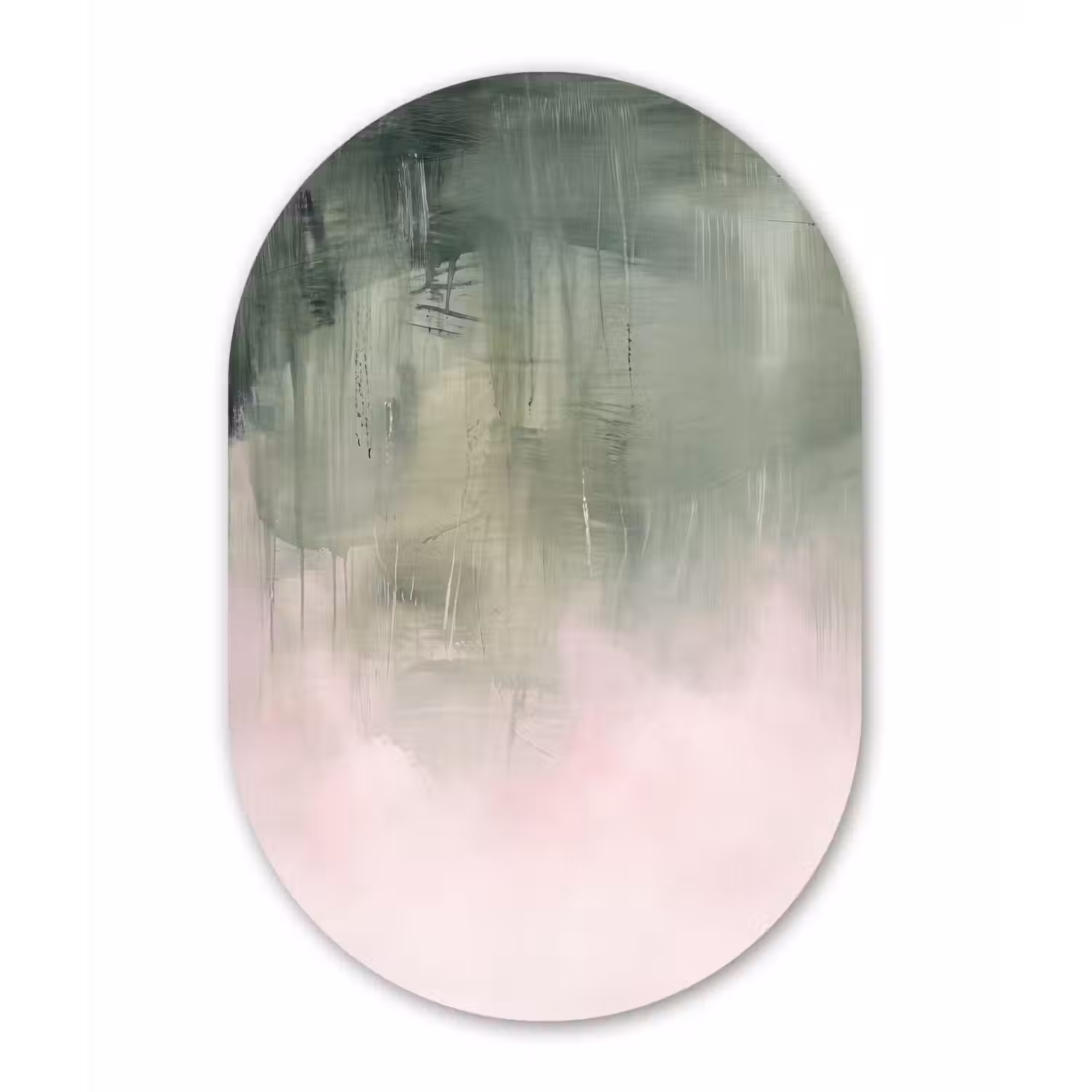 Kunst - Abstract - Modern - Groen - Roze Wandcirkel Ovaal Aluminium middel -3d