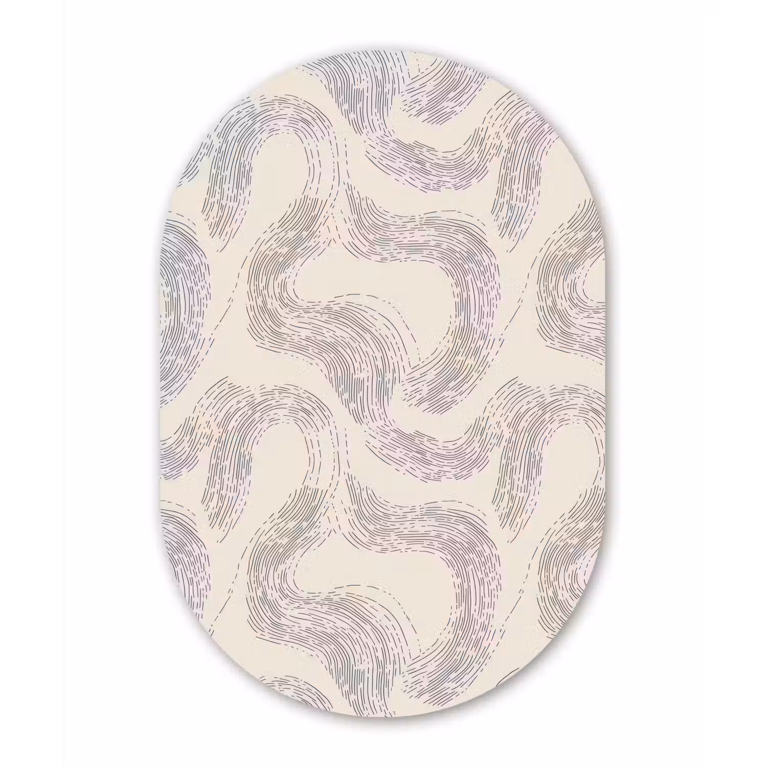 Lijnen - Patroon - Beige - Minimalistisch Wandcirkel Ovaal Aluminium middel 839 -3d