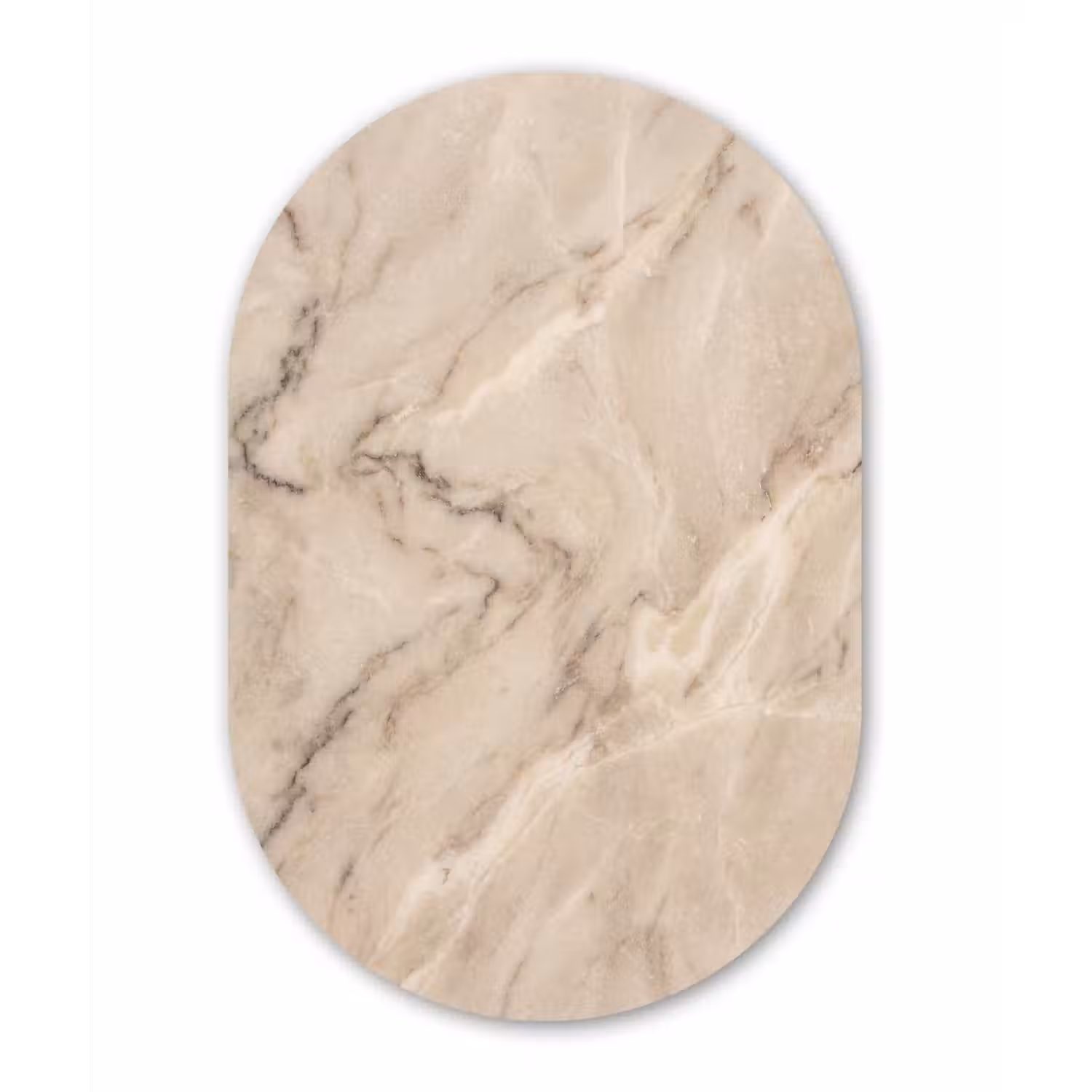 Marmer - Patroon - Abstract - Modern - Beige Wandcirkel Ovaal Aluminium middel -3d