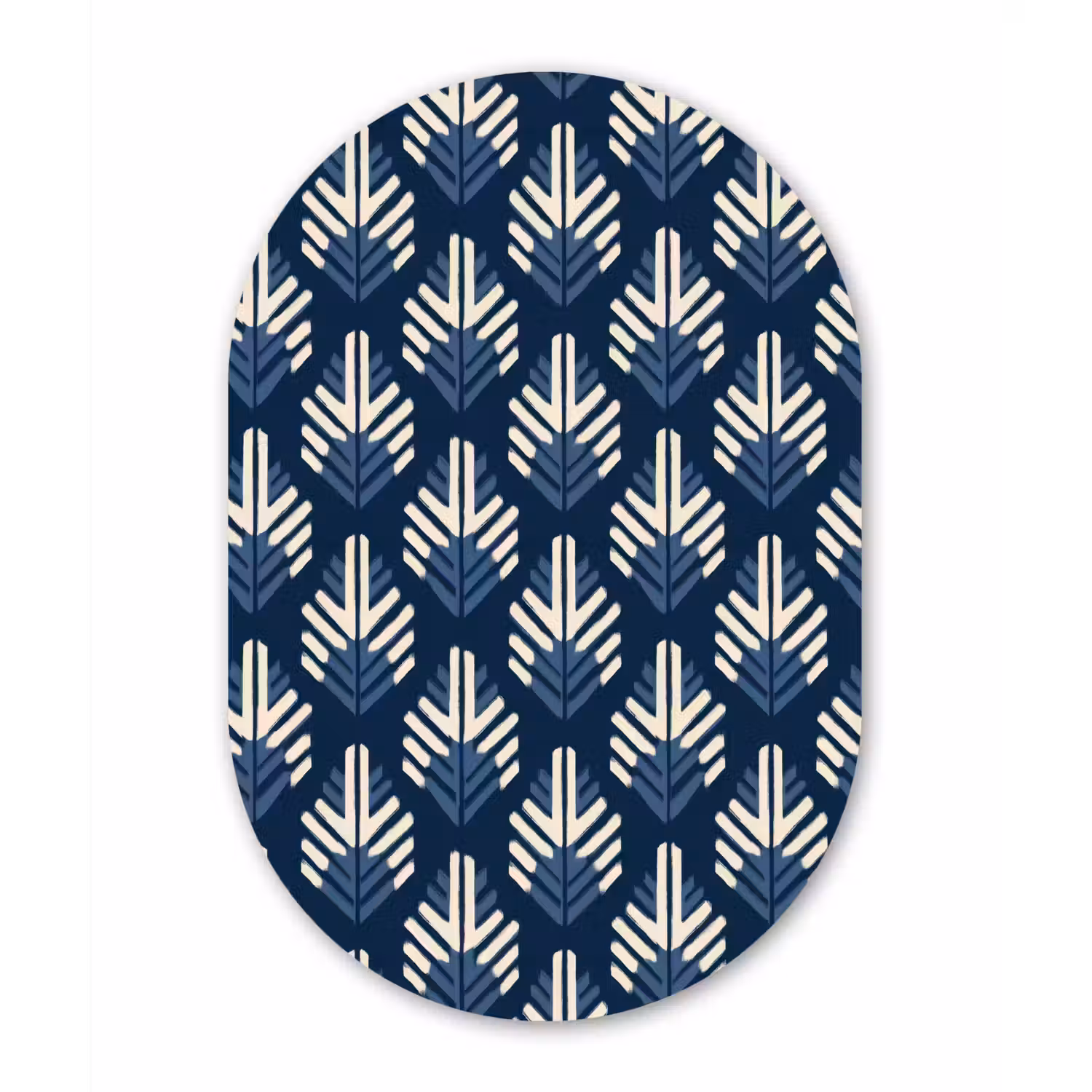 Modern - Patroon - Blauw Wandcirkel Ovaal Aluminium middel 839 -3d