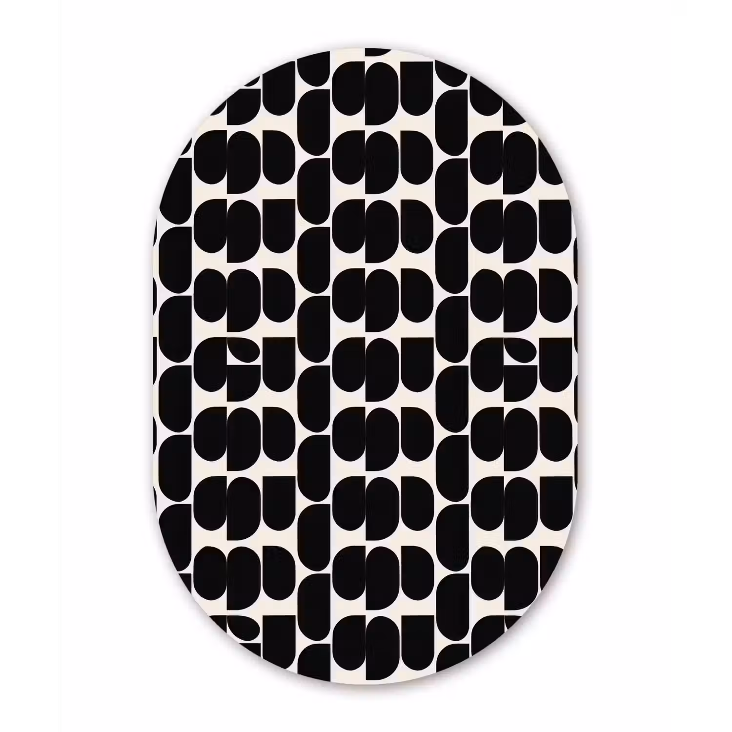 Modern - Patroon - Zwart Wandcirkel Ovaal Aluminium middel 839 -3d