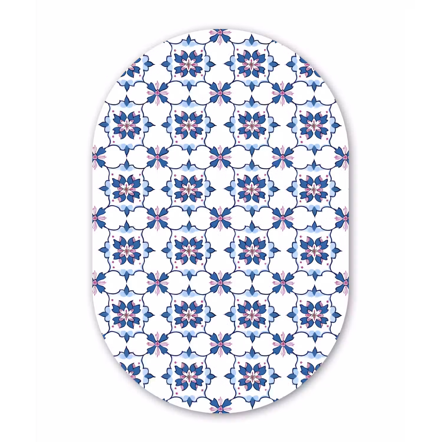 Modern - Patroon - Blauw - Roze Wandcirkel Ovaal Aluminium middel 839 -3d