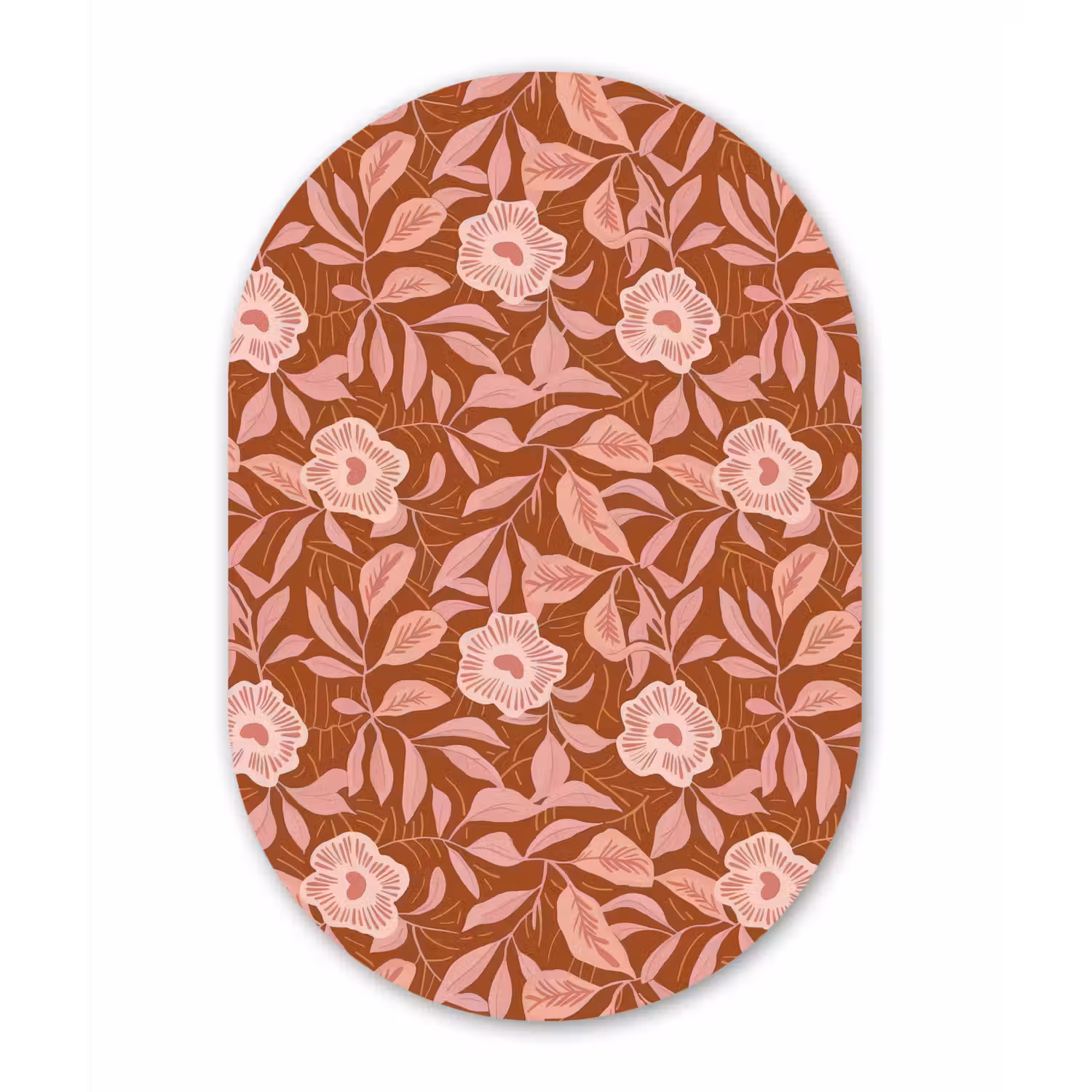 Patroon - Bladeren - Terracotta Wandcirkel Ovaal Aluminium middel 839 -3d