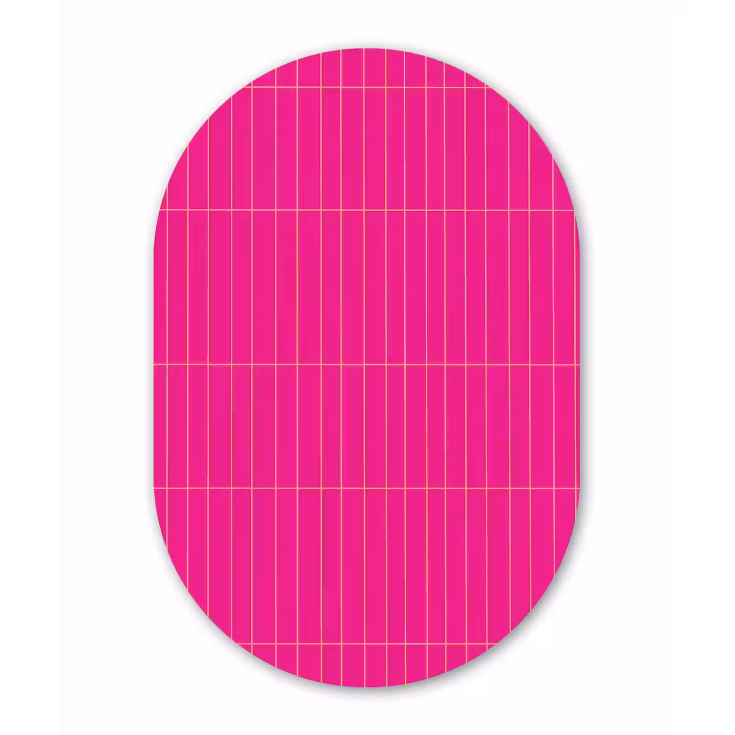 Patroon - Tegel - Magenta - Roze Wandcirkel Ovaal Aluminium middel 839 -3d