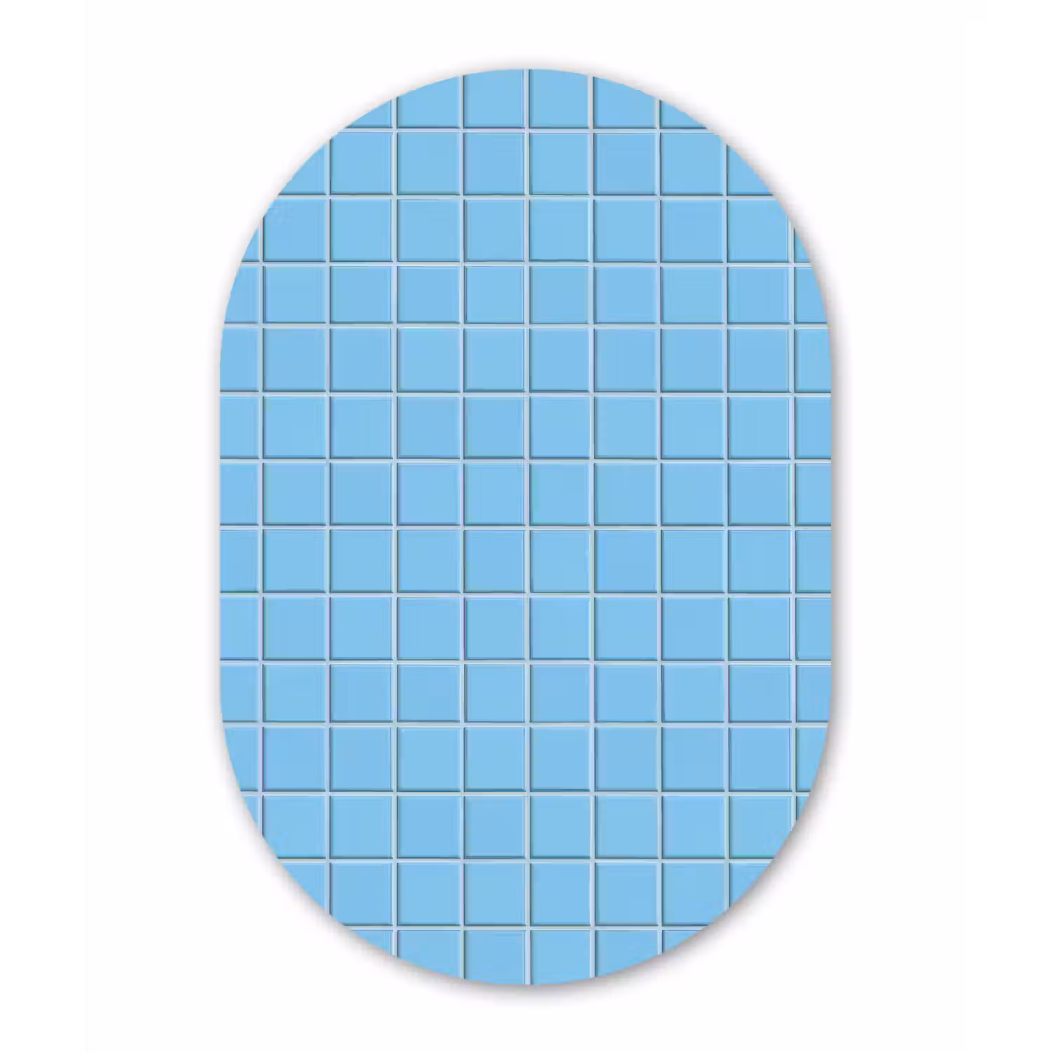 Patroon - Tegel - Pastel - Blauw Wandcirkel Ovaal Aluminium middel 839 -3d