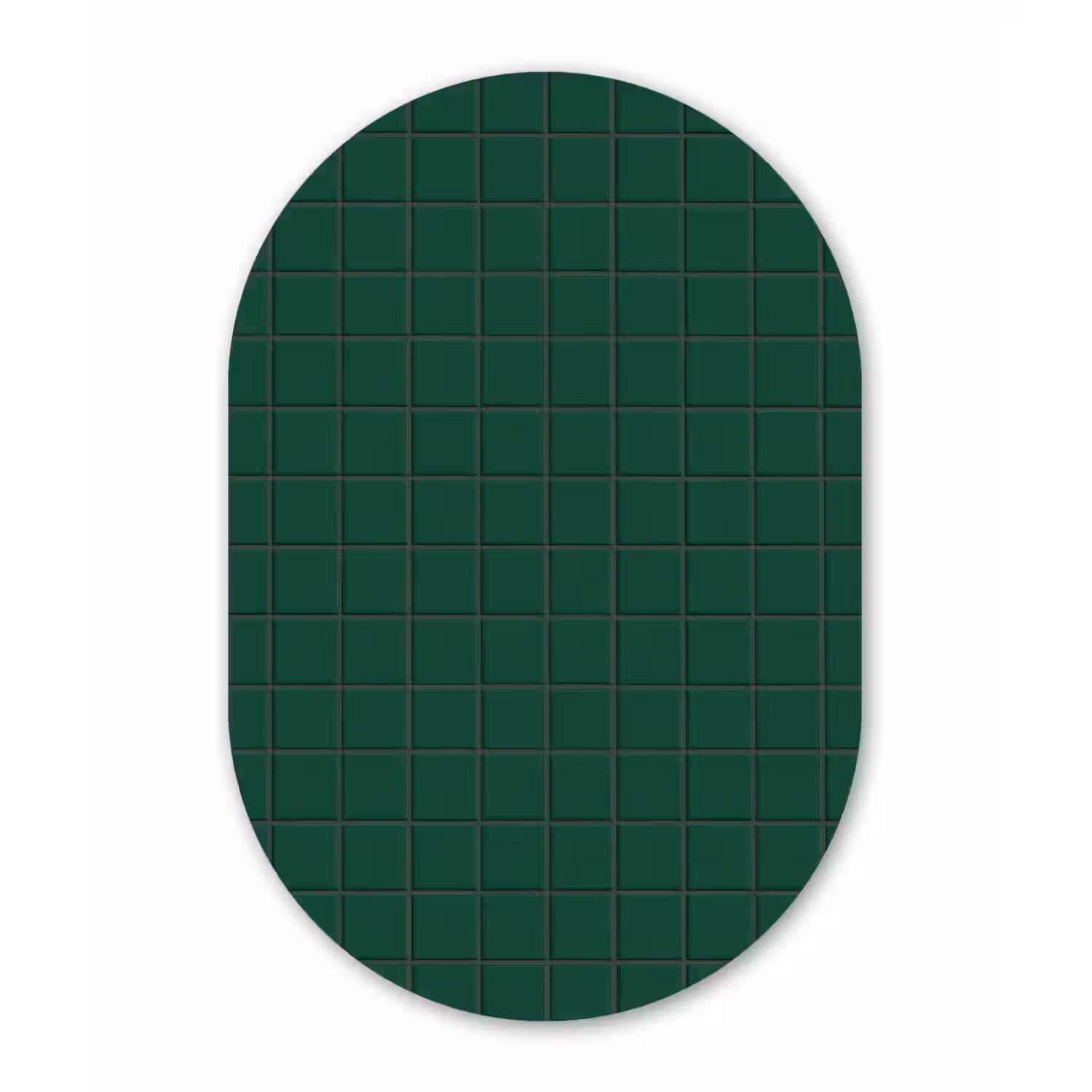 Patroon - Tegels - Dennen - Groen Wandcirkel Ovaal Aluminium middel 839 -3d
