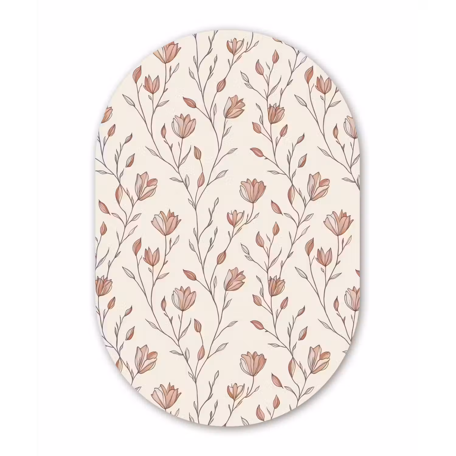 Patroon - Klassiek - Roze Wandcirkel Ovaal Aluminium middel 839 -3d