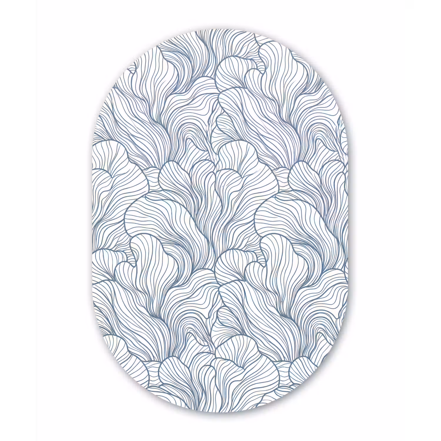 Patroon - Lijnen - Organisch - Abstract - Blauw Wandcirkel Ovaal Aluminium middel -3d
