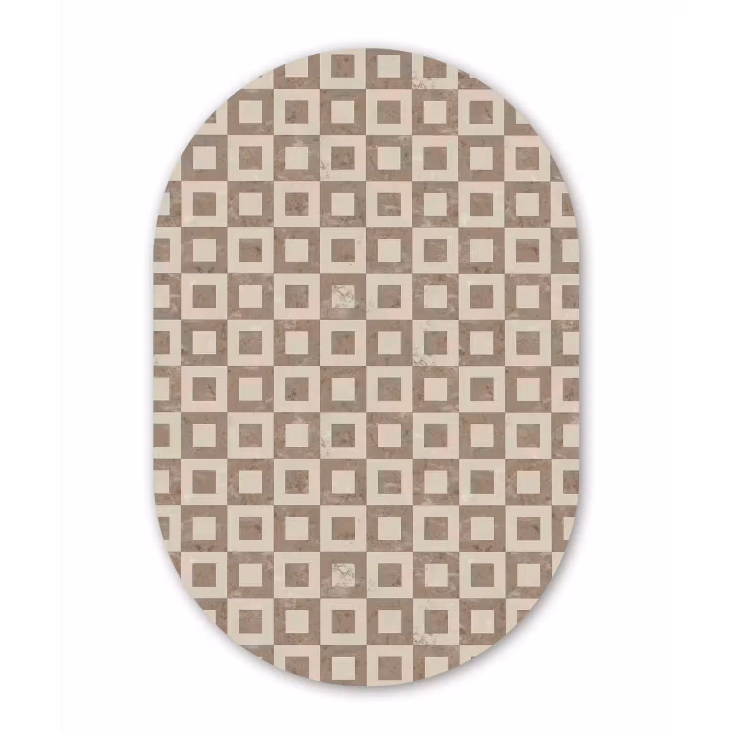 Patroon - Marmer - Beige Wandcirkel Ovaal Aluminium middel 839 -3d