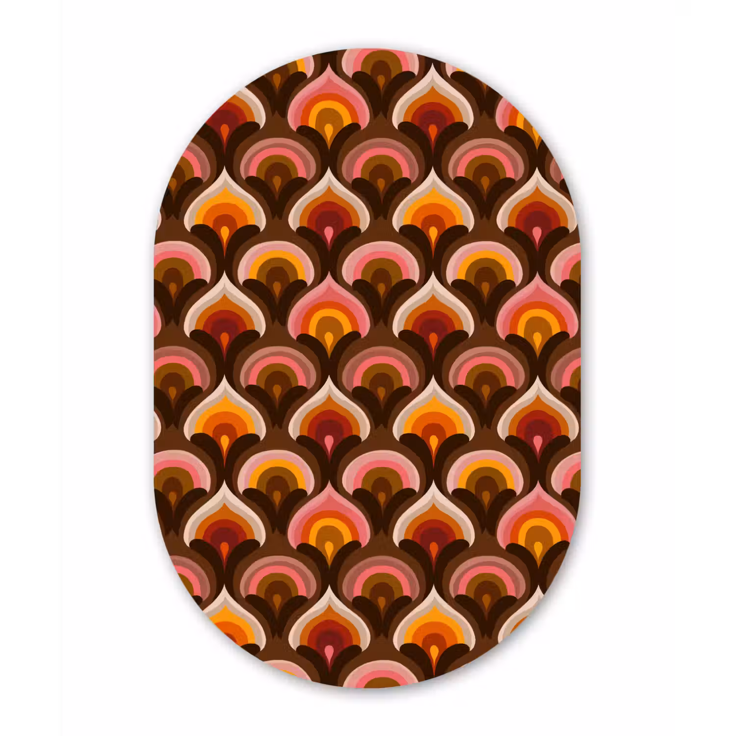 Patroon - Retro - Kleurrijk Wandcirkel Ovaal Aluminium middel 839 -3d