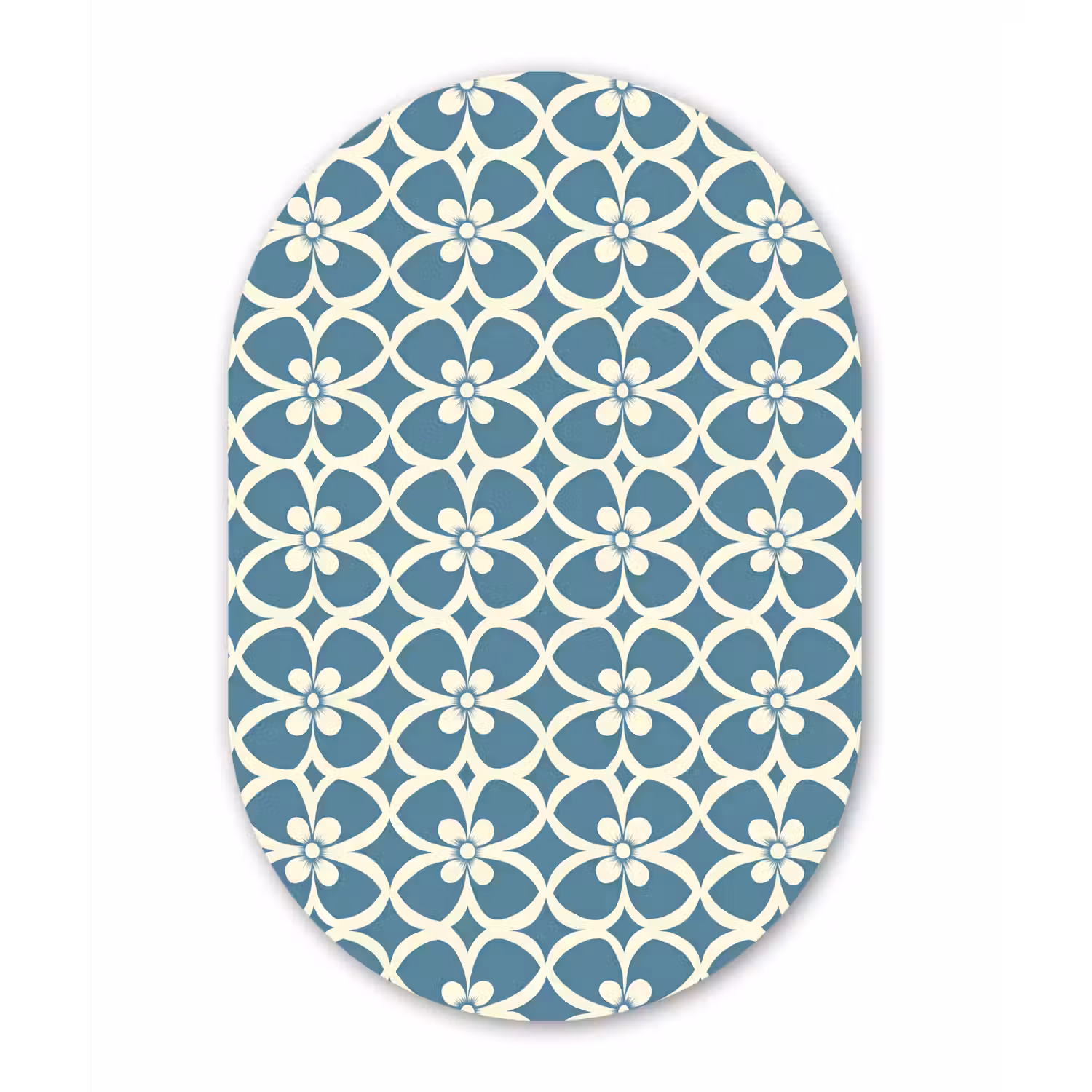 Patroon - Symmetrisch - Blauw Wandcirkel Ovaal Aluminium middel 839 -3d