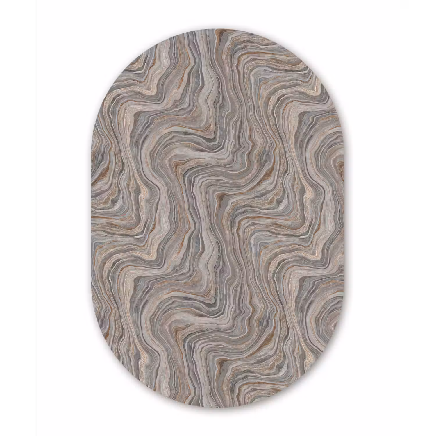 Patroon - Textuur - Grijs Wandcirkel Ovaal Aluminium middel 839 -3d