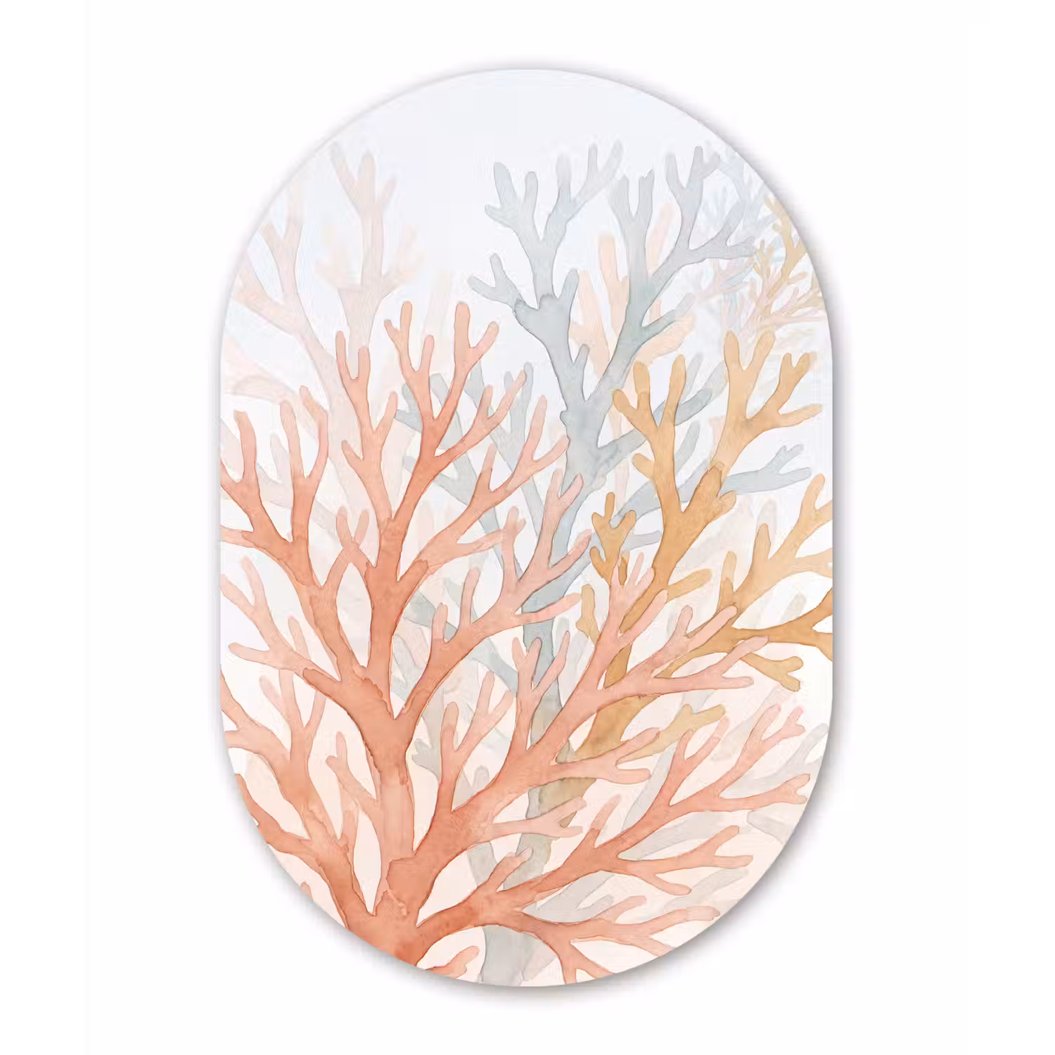 Natuur - Abstract - Aquarel - Organisch - Warm Wandcirkel Ovaal Aluminium middel -3d