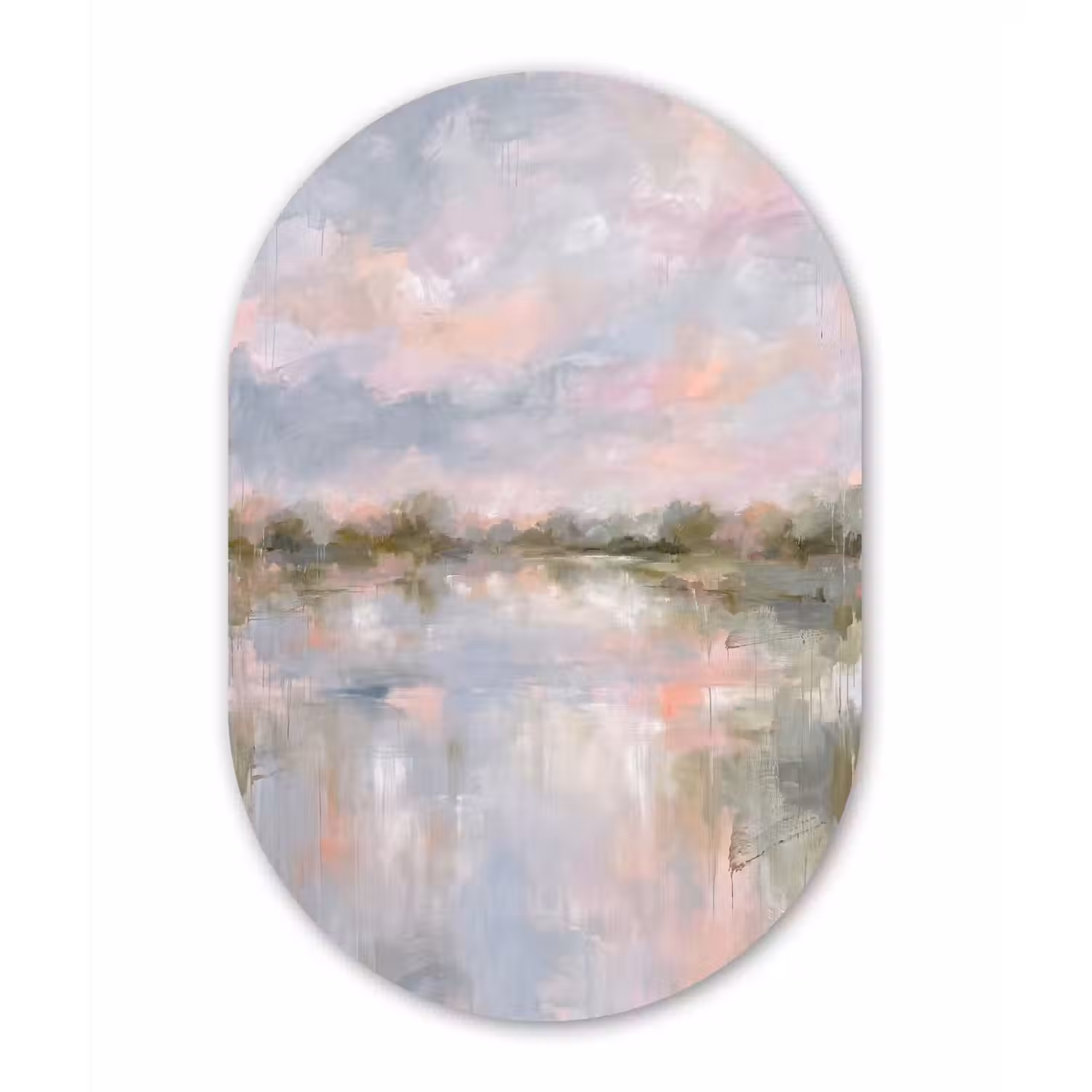 Natuur - Landschap - Abstract - Water - Groen Wandcirkel Ovaal Aluminium middel -3d