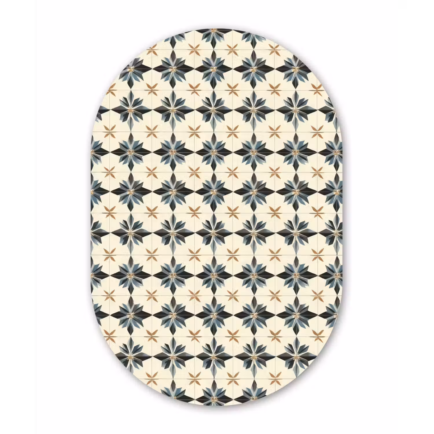 Sierlijk - Ornament - Blauw Wandcirkel Ovaal Aluminium middel 839 -3d