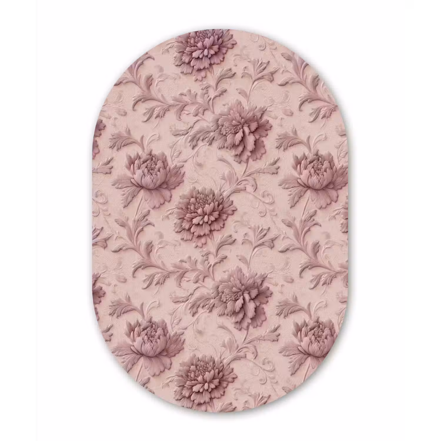 Reliëf - Pioenrozen - Roze Wandcirkel Ovaal Aluminium middel 839 -3d