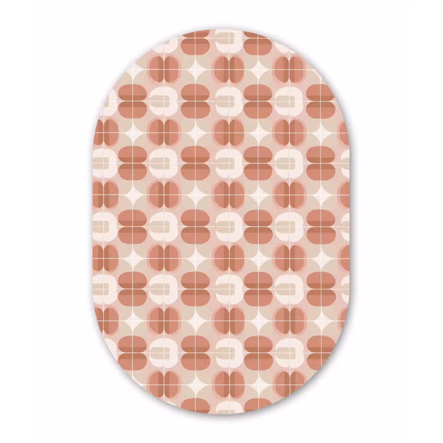 Retro - Klassiek - Roze Wandcirkel Ovaal Aluminium middel 839 -3d