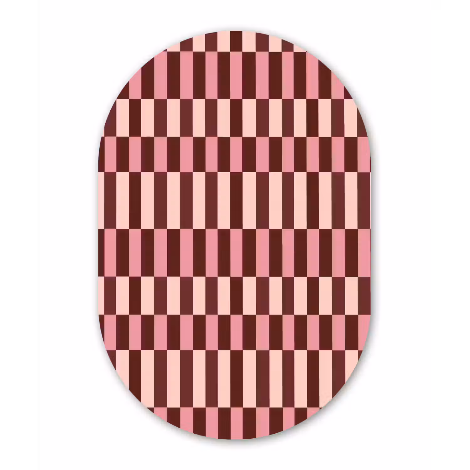 Roze - Rood - Blokjes Wandcirkel Ovaal Aluminium middel 839 -3d