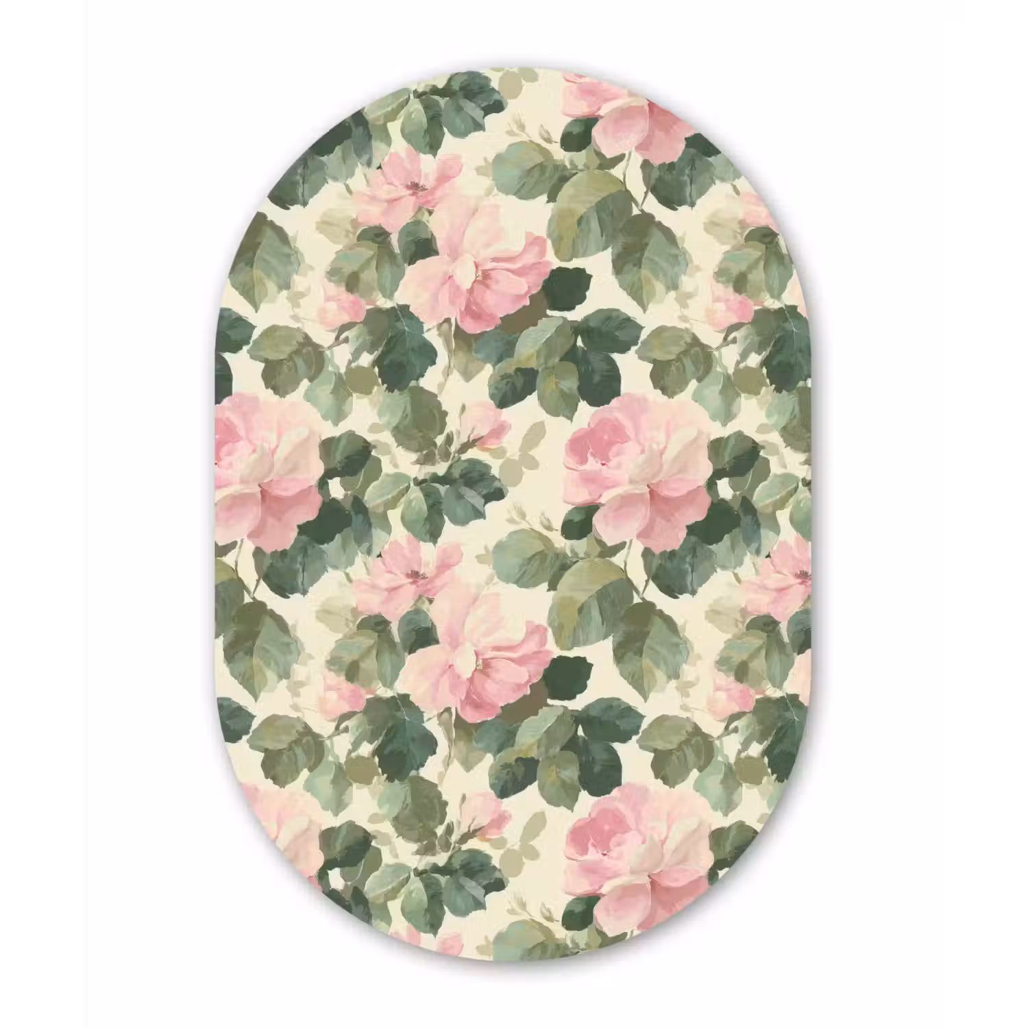 Rozen - Botanisch - Roze Wandcirkel Ovaal Aluminium middel 839 -3d
