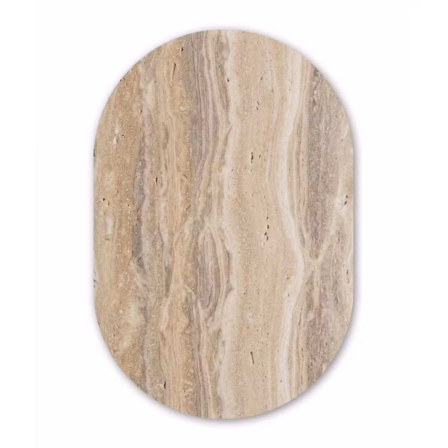 Steen - Patroon - Textuur - Natuurlijk - Beige Wandcirkel Ovaal Aluminium middel -3d