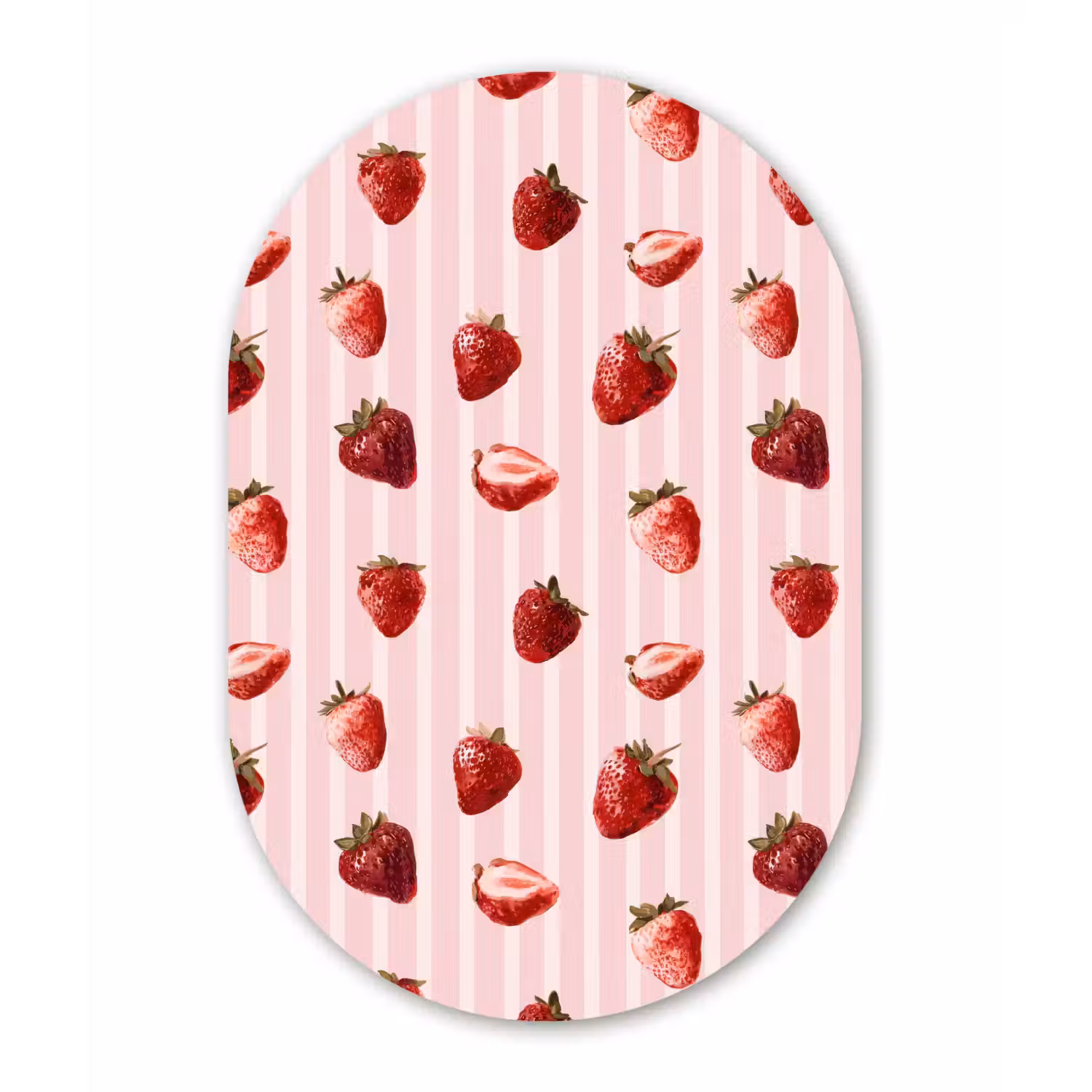Strepen - Aardbei - Roze Wandcirkel Ovaal Aluminium middel 839 -3d