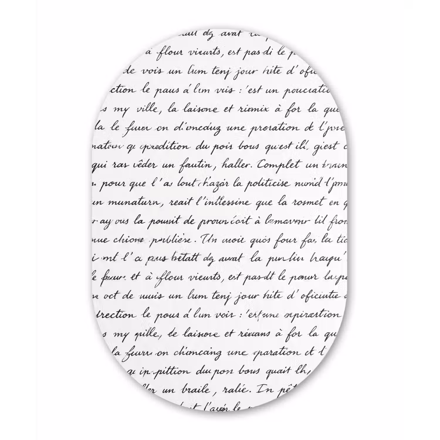 Tekst - Handschrift - Klassiek - ZwartWit Wandcirkel Ovaal Aluminium middel -3d