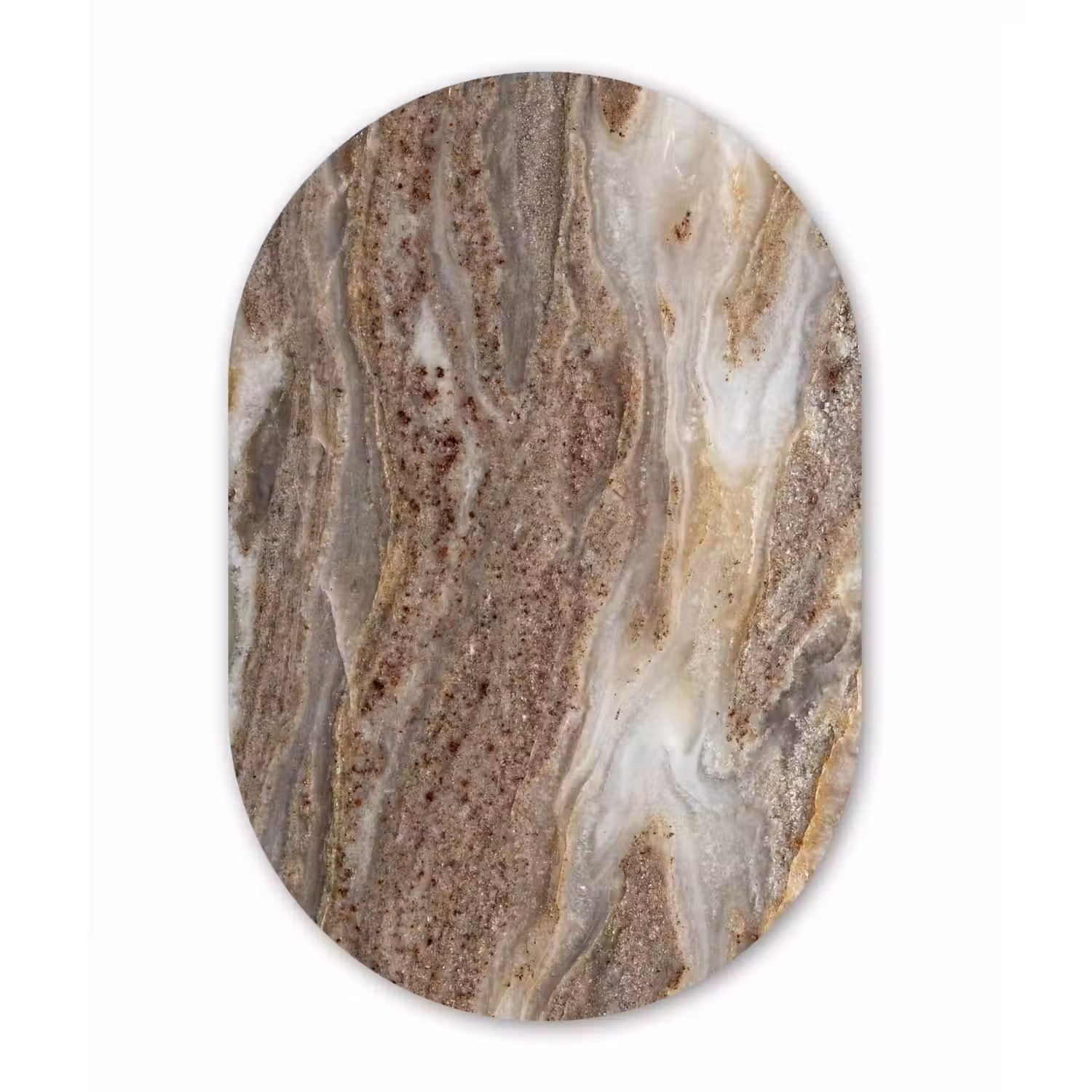 Textuur - Steen - Abstract - Beige Wandcirkel Ovaal Aluminium middel -3d