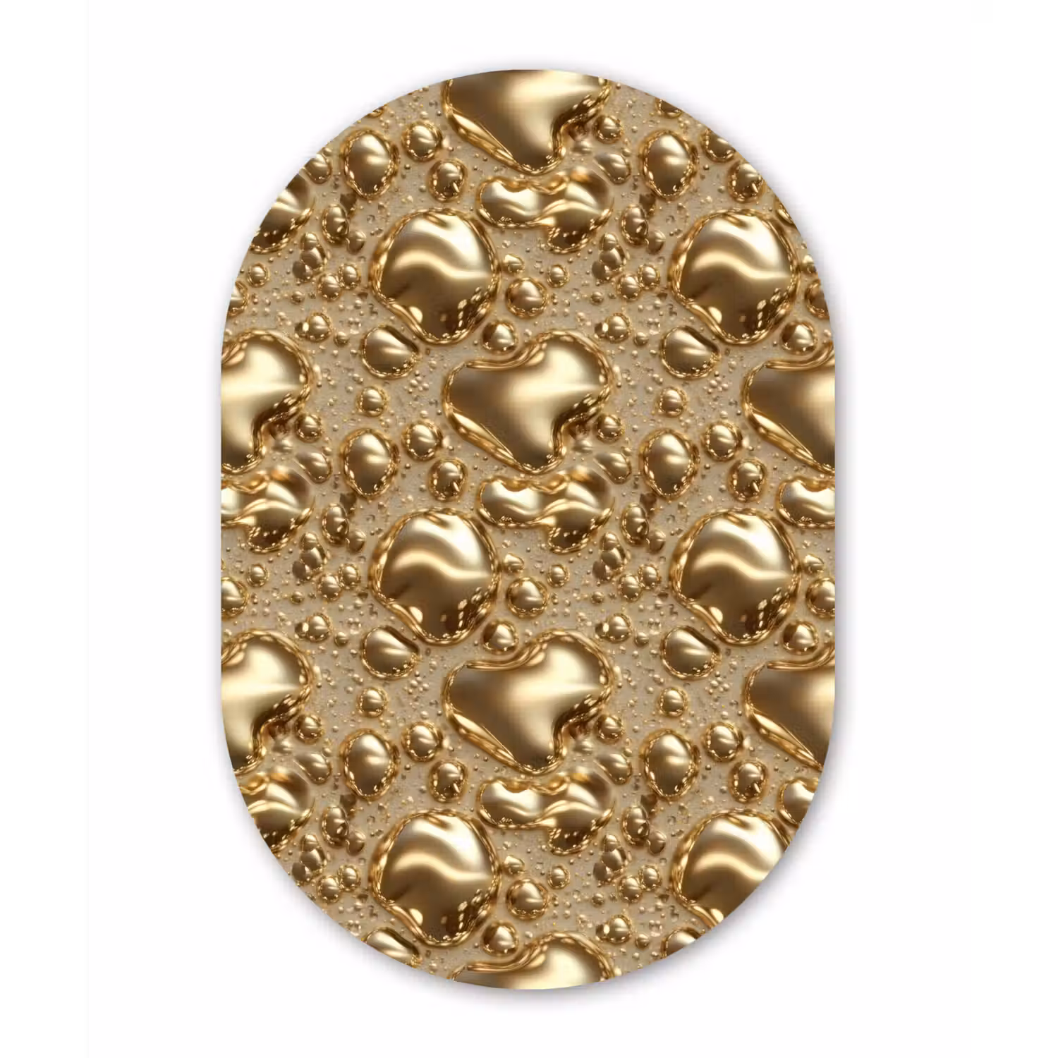 Druppels - Organisch - Goud Wandcirkel Ovaal Aluminium middel 839 -3d