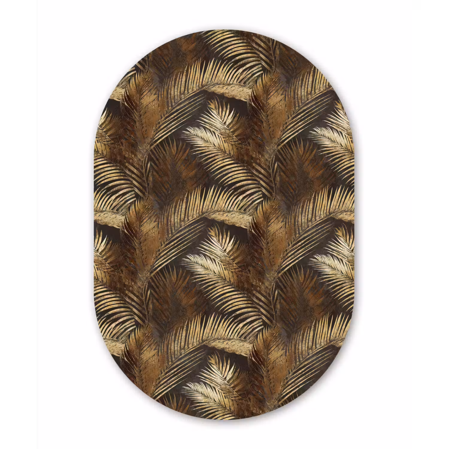 Tropisch - Bladeren - Goud Wandcirkel Ovaal Aluminium middel 839 -3d
