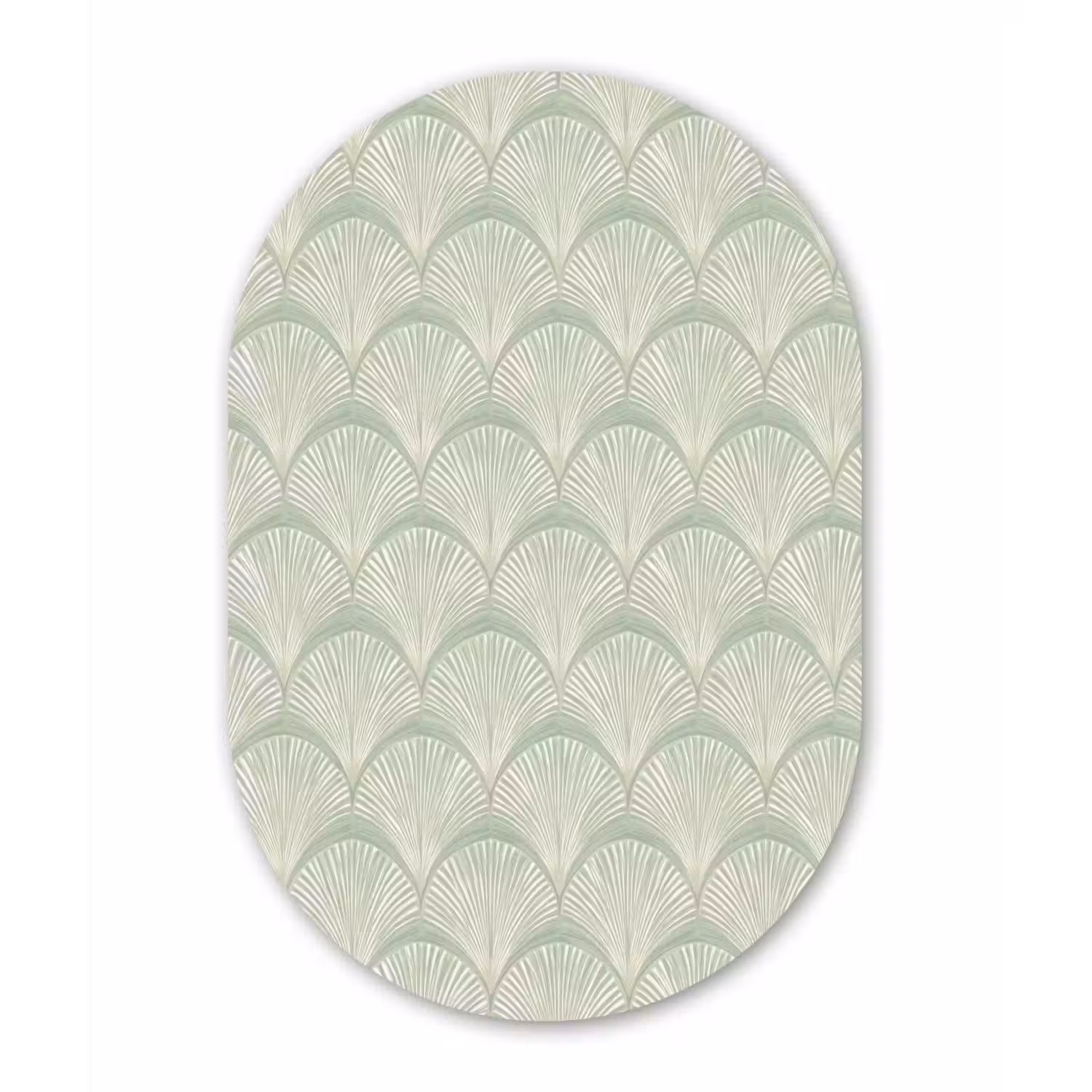 Waaiers - Patroon - Groen Wandcirkel Ovaal Aluminium middel 839 -3d