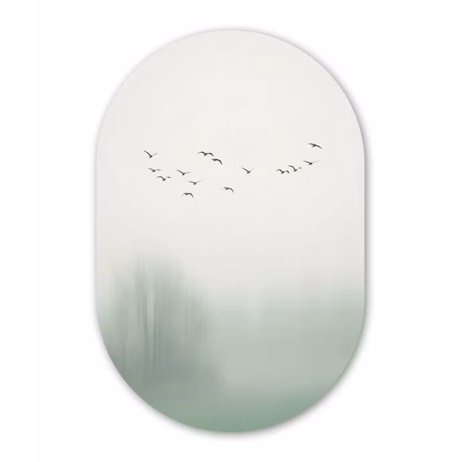 Vogel - Vlucht - Natuur - Minimalistisch Wandcirkel Ovaal Aluminium middel -3d