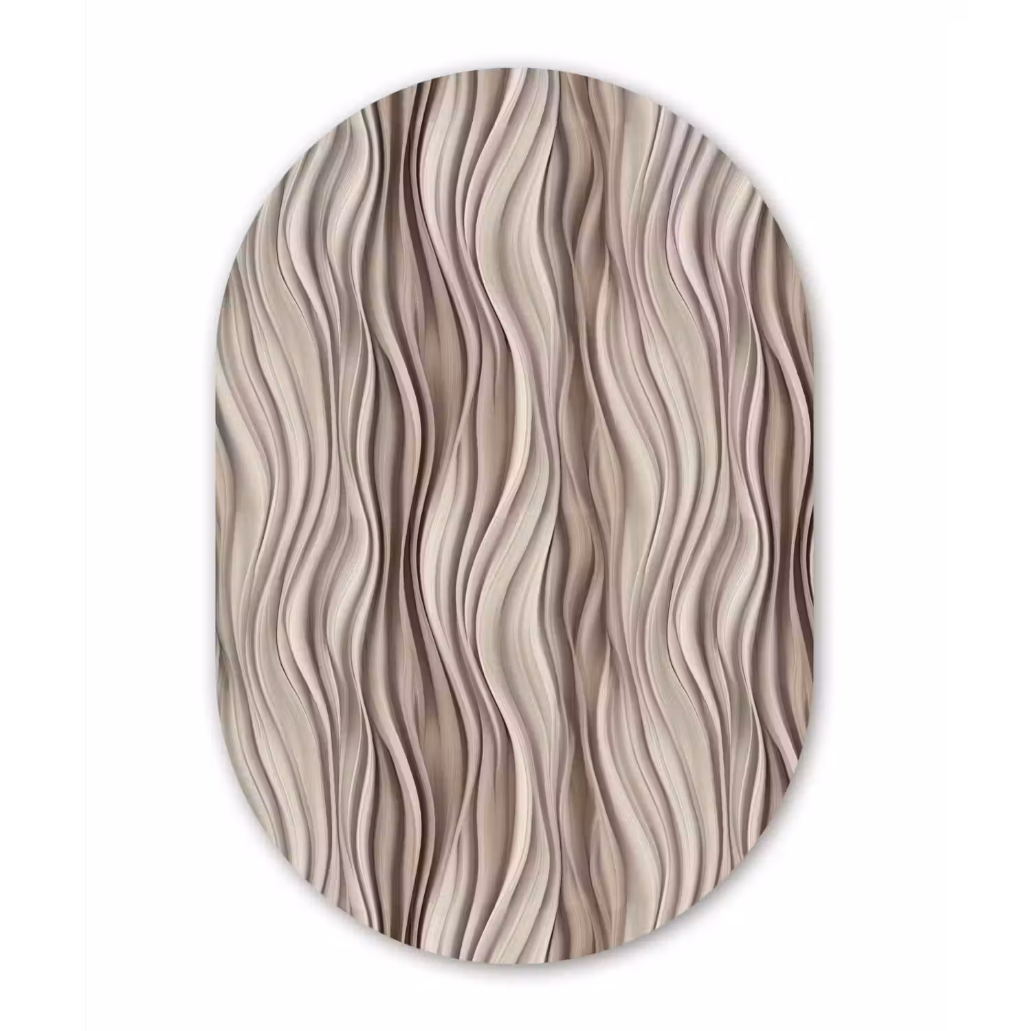 Golven - 3D - Crème Wandcirkel Ovaal Aluminium middel 839 -3d