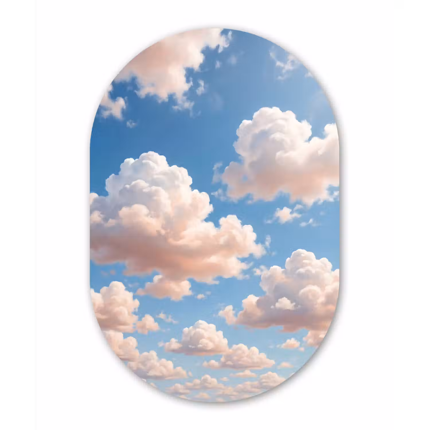 Wolken - Hemel - Natuur - Licht - Blauw Wandcirkel Ovaal Aluminium middel -3d