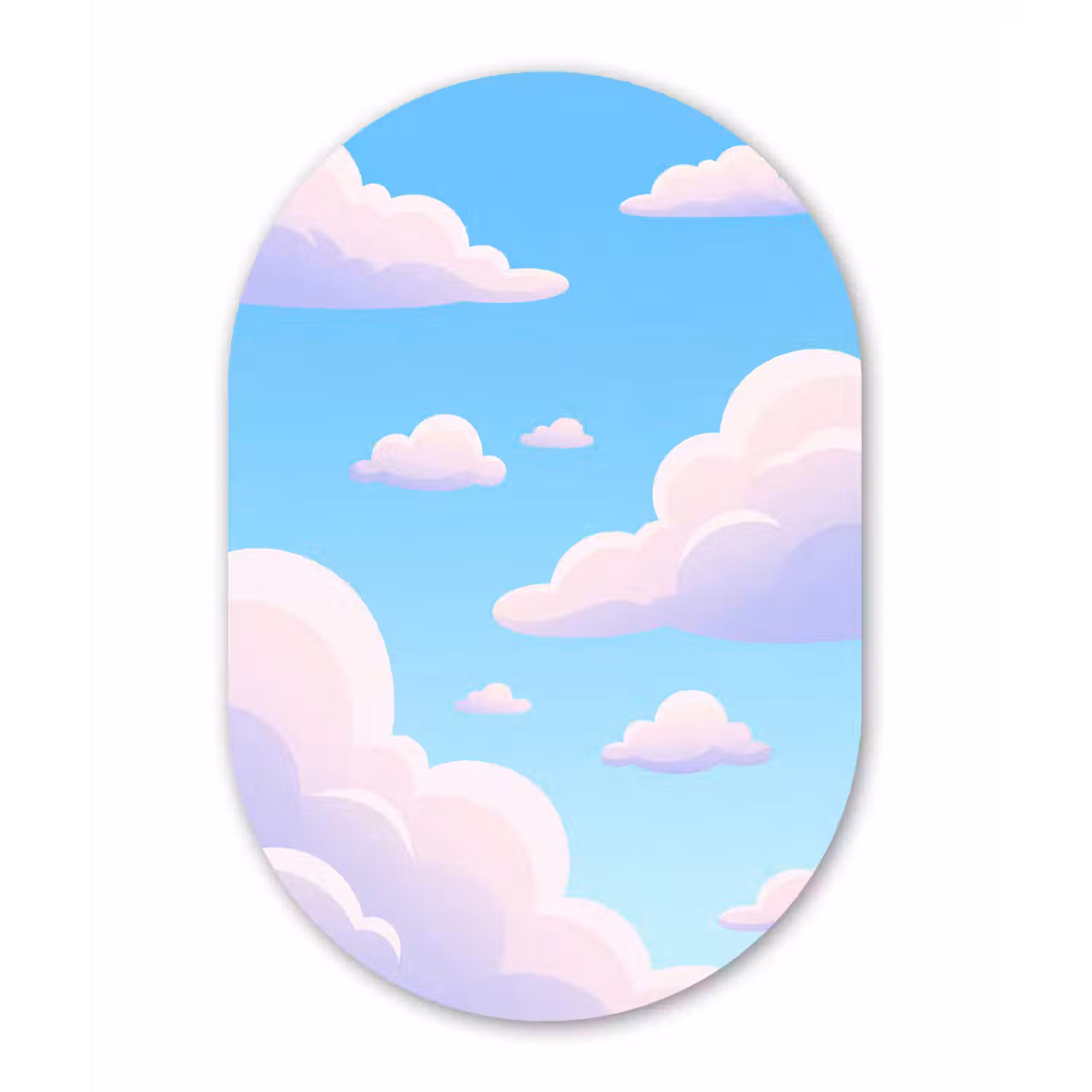 Wolken - Roze - Blauw - Natuur - Modern Wandcirkel Ovaal Aluminium middel -3d