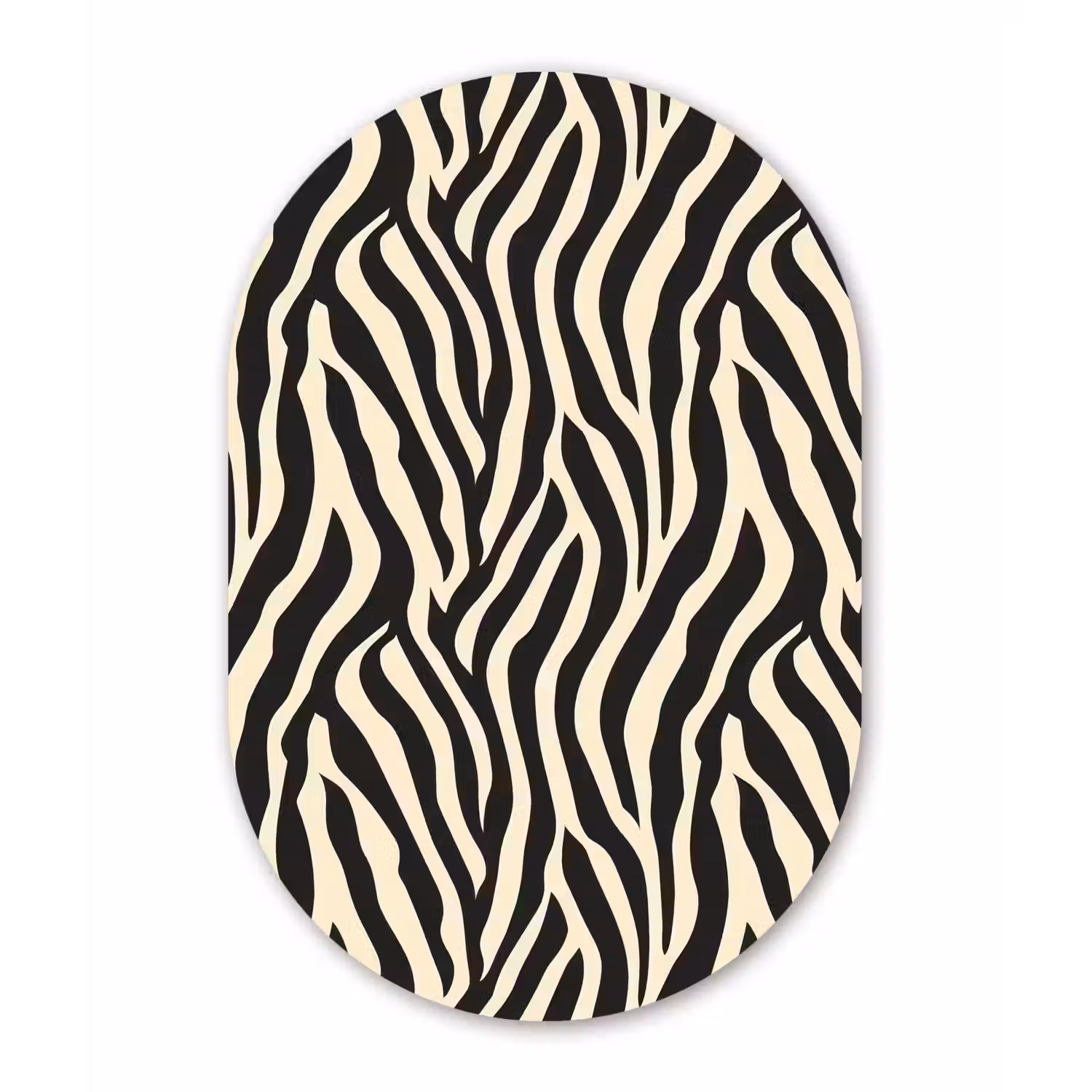 Zebra - Print - Klassiek - Zwart Wandcirkel Ovaal Aluminium middel 839 -3d
