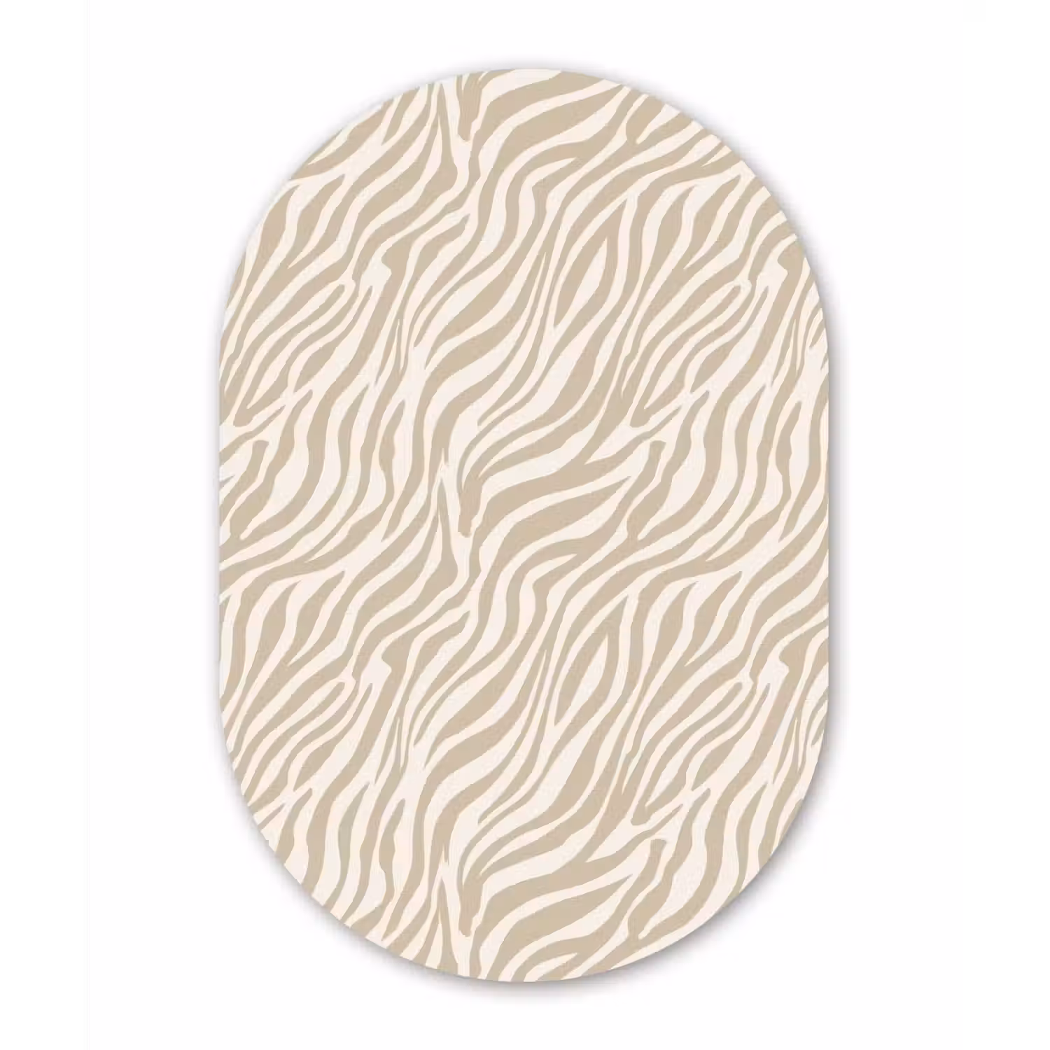 Zebra - Patroon - Beige Wandcirkel Ovaal Aluminium middel 839 -3d