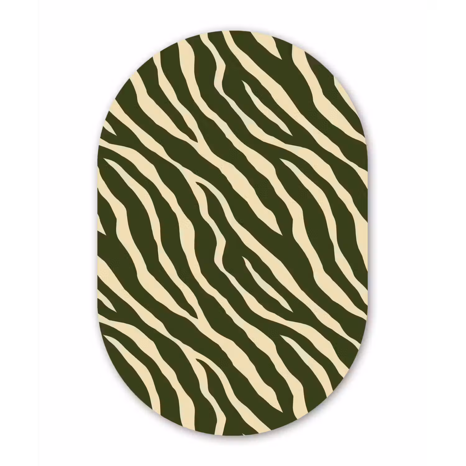 Zebra - Patroon - Groen Wandcirkel Ovaal Aluminium middel 839 -3d