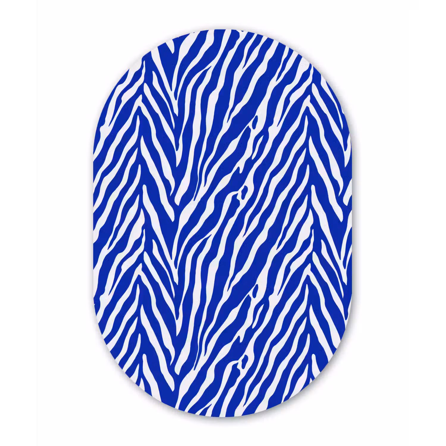 Zebra - Patroon - Kobalt - Blauw Wandcirkel Ovaal Aluminium middel 839 -3d