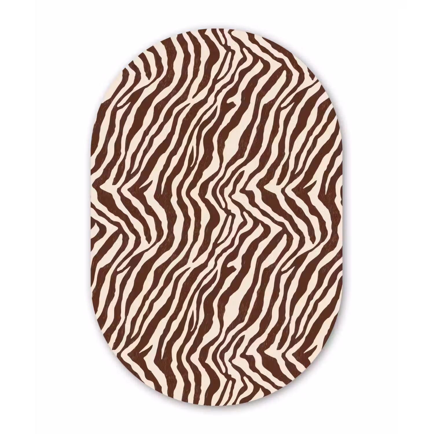 Zebra - Patroon - Zwart - Wit Wandcirkel Ovaal Aluminium middel 839 -3d