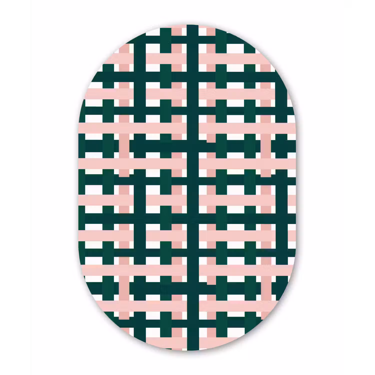 Vlechtpatroon - Groen - Roze - Grafisch Wandcirkel Ovaal Aluminium middel 839 -3d