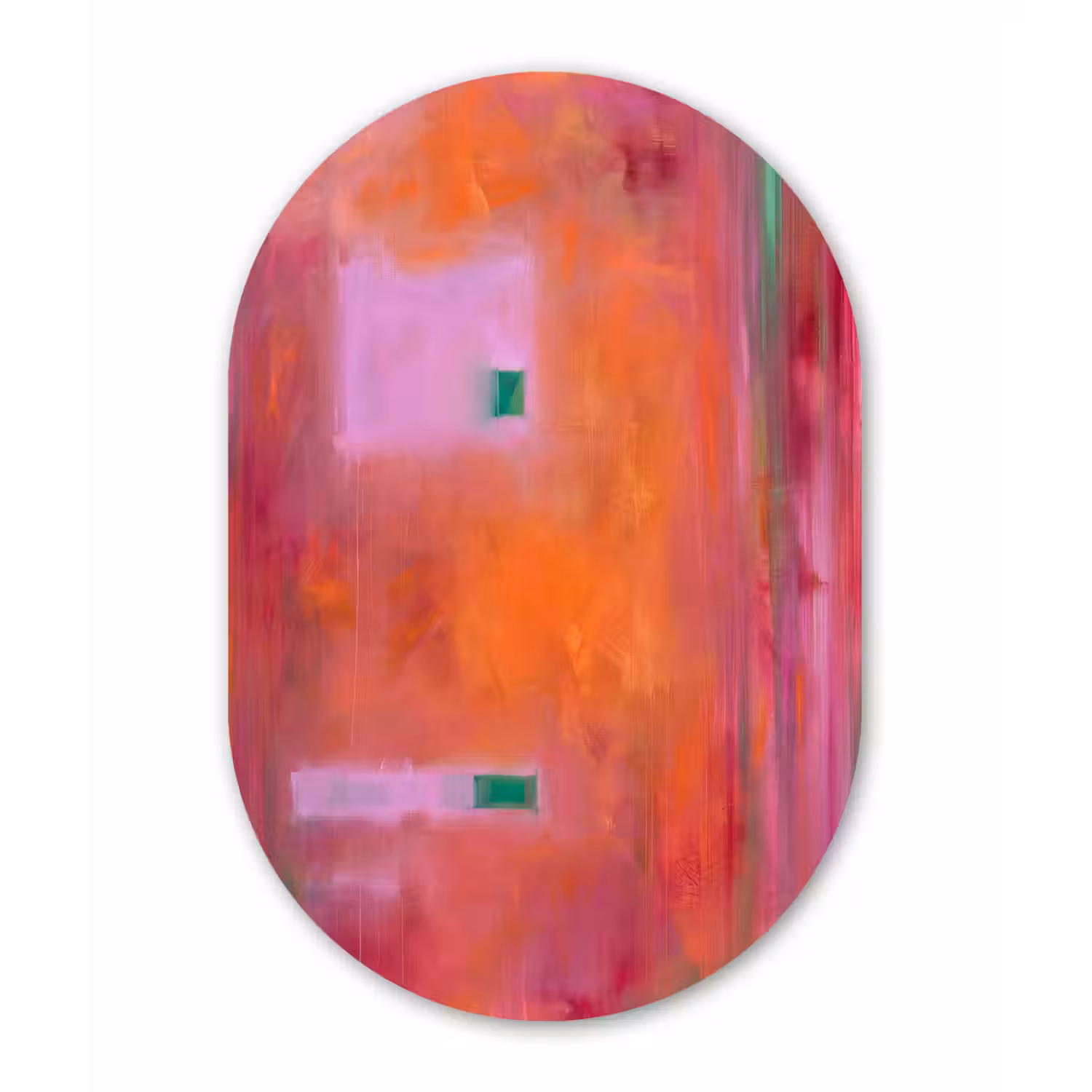 Abstract - Vlakken - Kunst - Modern - Oranje Wandcirkel Ovaal Aluminium middel -3d