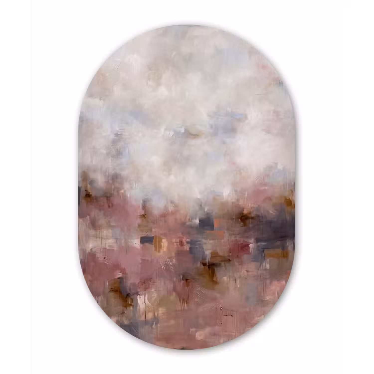 Abstract - Vloeiend - Kunst - Modern - Beige Wandcirkel Ovaal Aluminium middel -3d