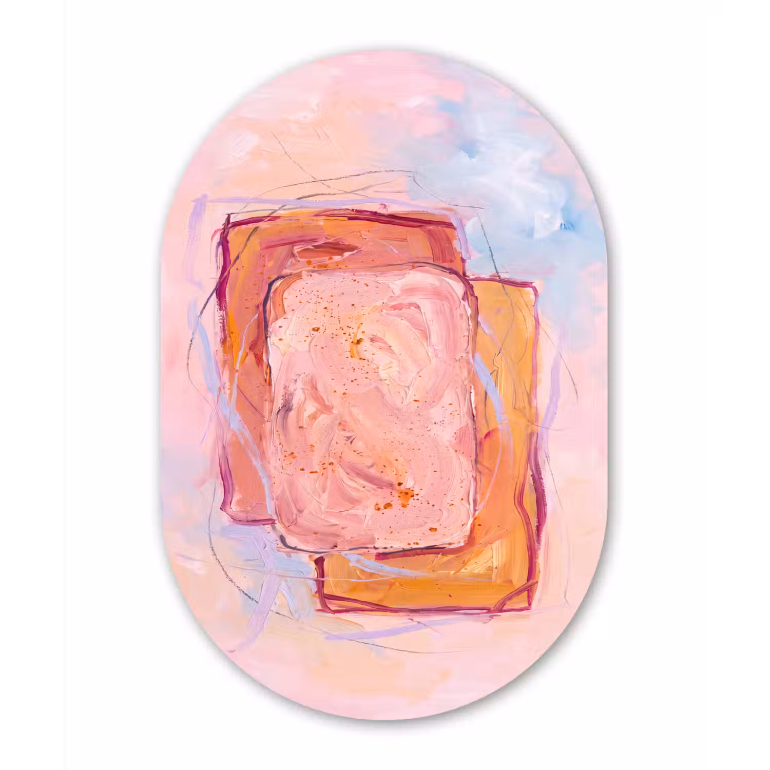 Abstract - Vormen - Modern - Roze Wandcirkel Ovaal Aluminium middel -3d