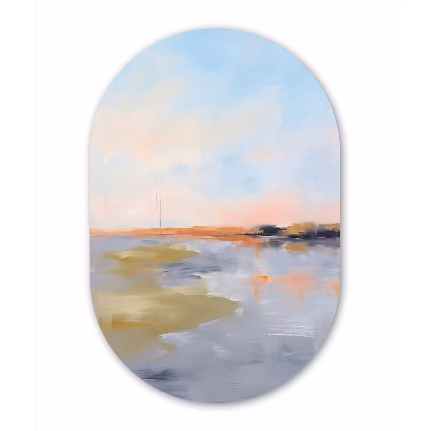 Abstract - Landschap - Horizon - Modern - Kleurrijk Wandcirkel Ovaal Aluminium middel -3d