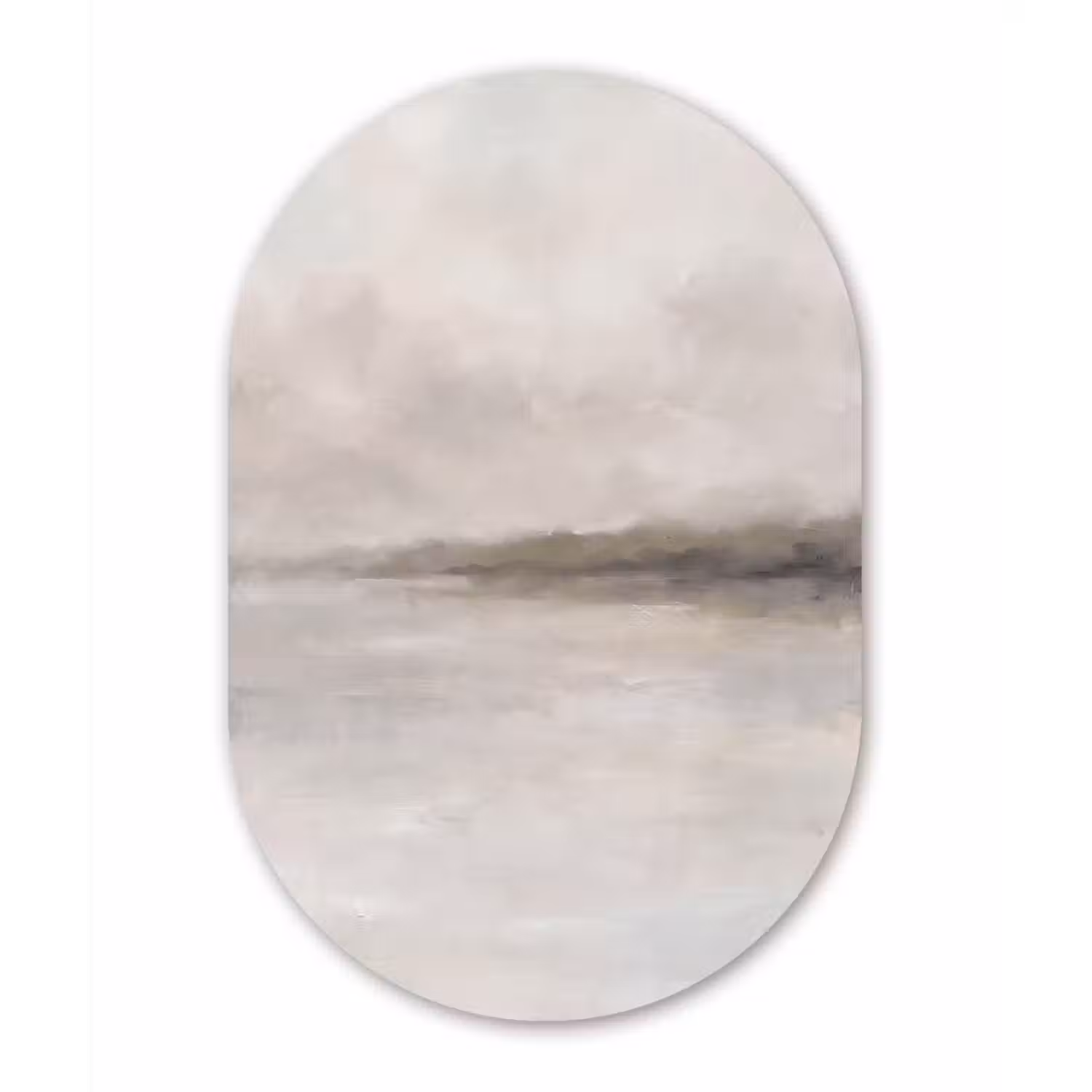 Abstract - Landschap - Nevel - Modern - Grijs Wandcirkel Ovaal Aluminium middel -3d