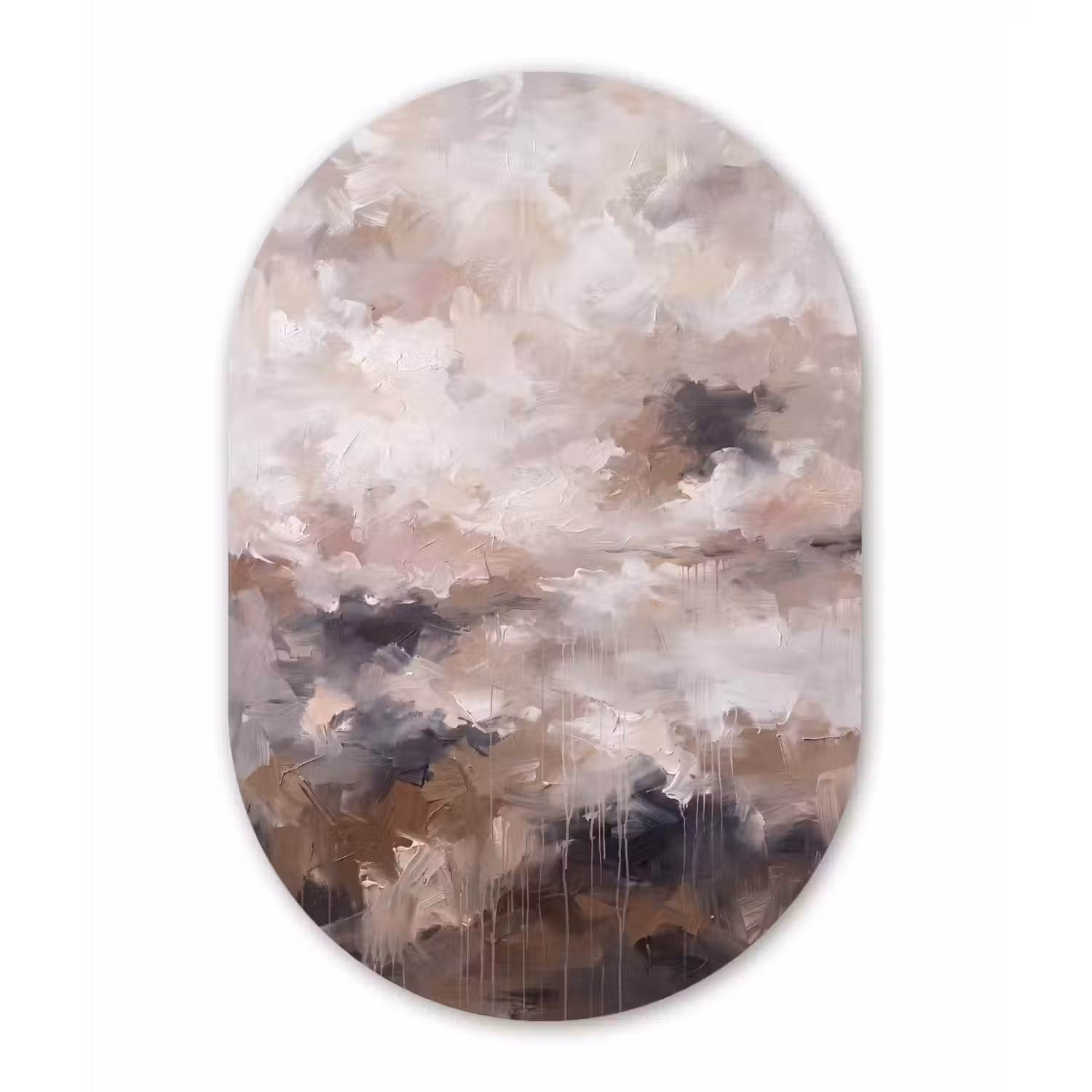 Abstract - Textuur - Kunst - Modern - Beige Wandcirkel Ovaal Aluminium middel -3d