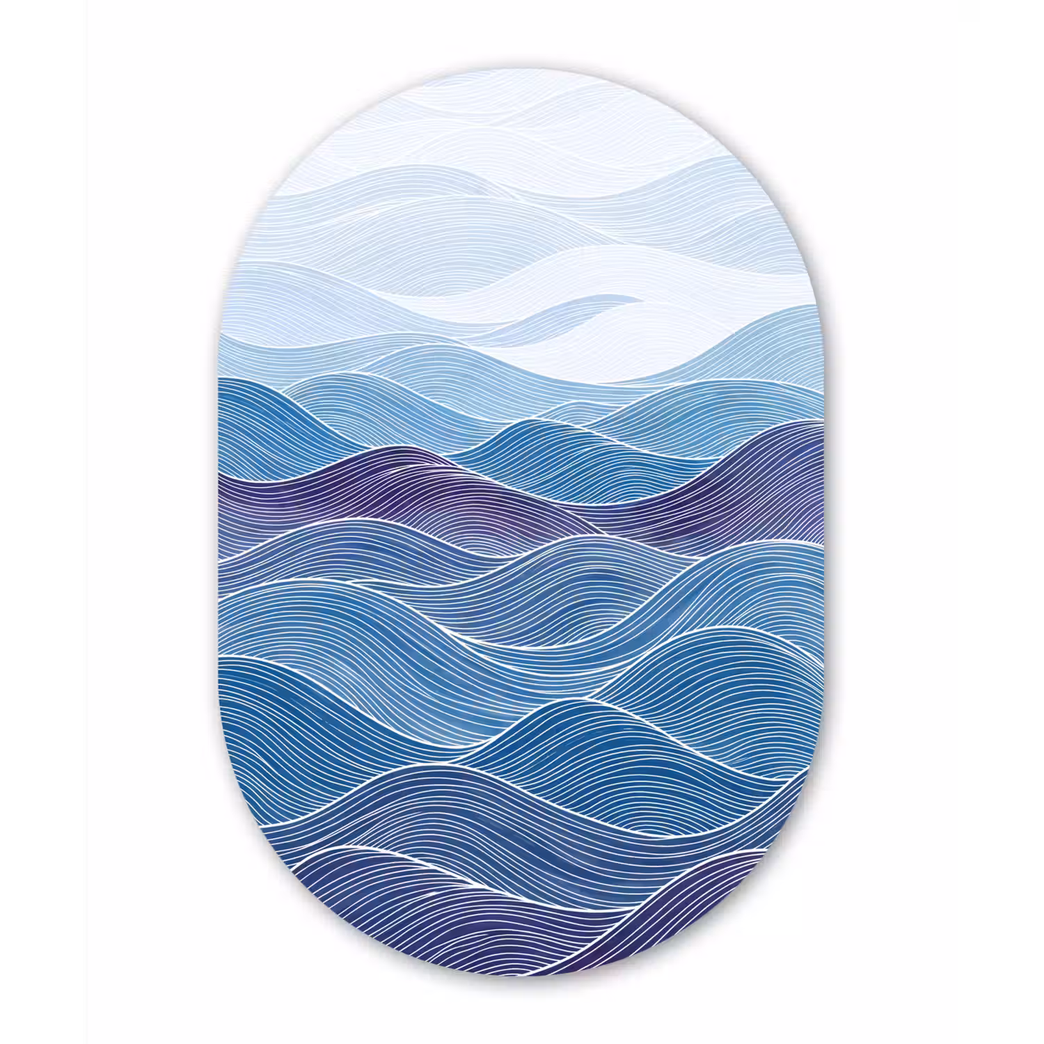 Abstract - Golven - Patroon - Blauw - Modern Wandcirkel Ovaal Aluminium middel -3d